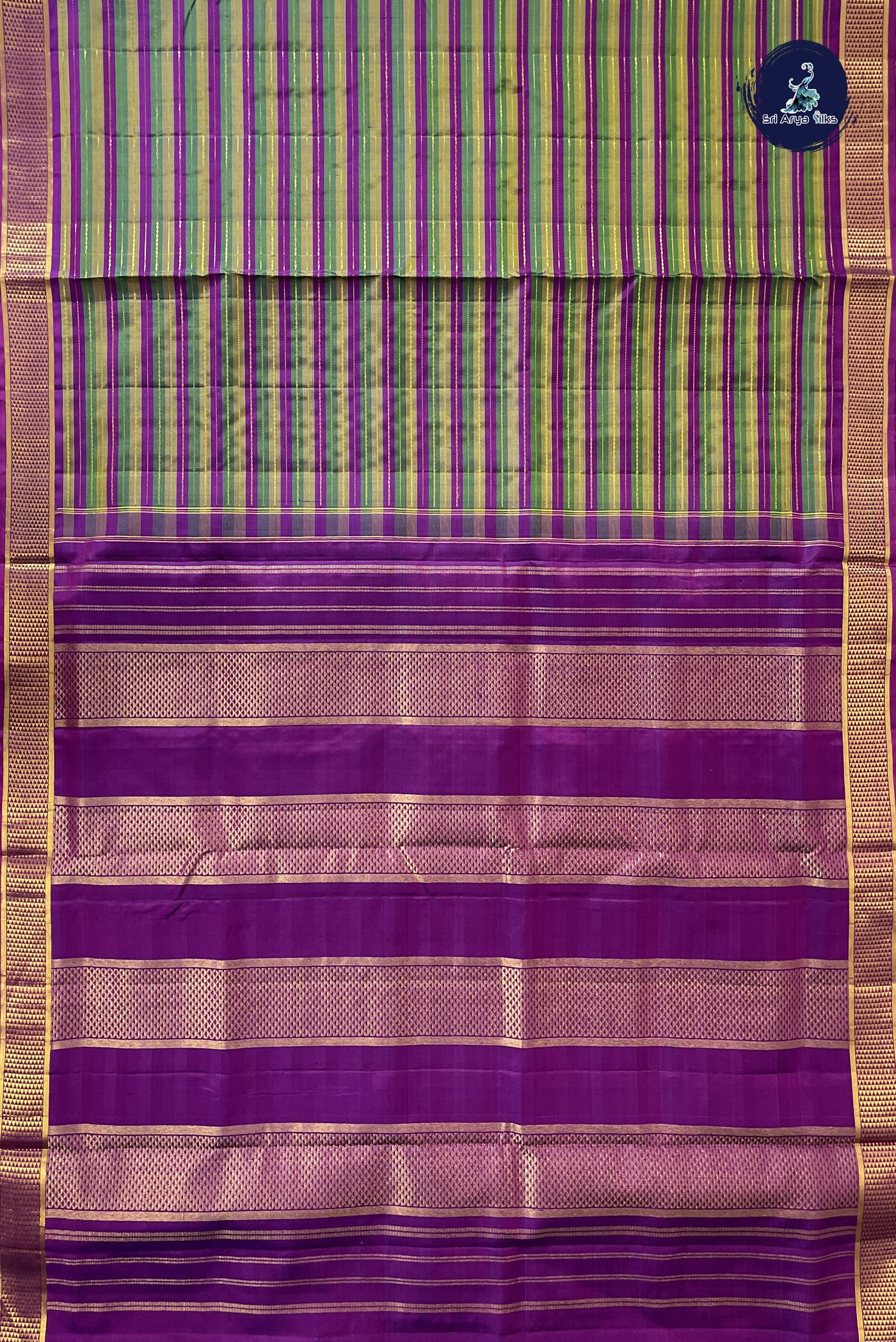 Multi Colour Madisar 10 Yards Silk Saree With Stripes Pattern