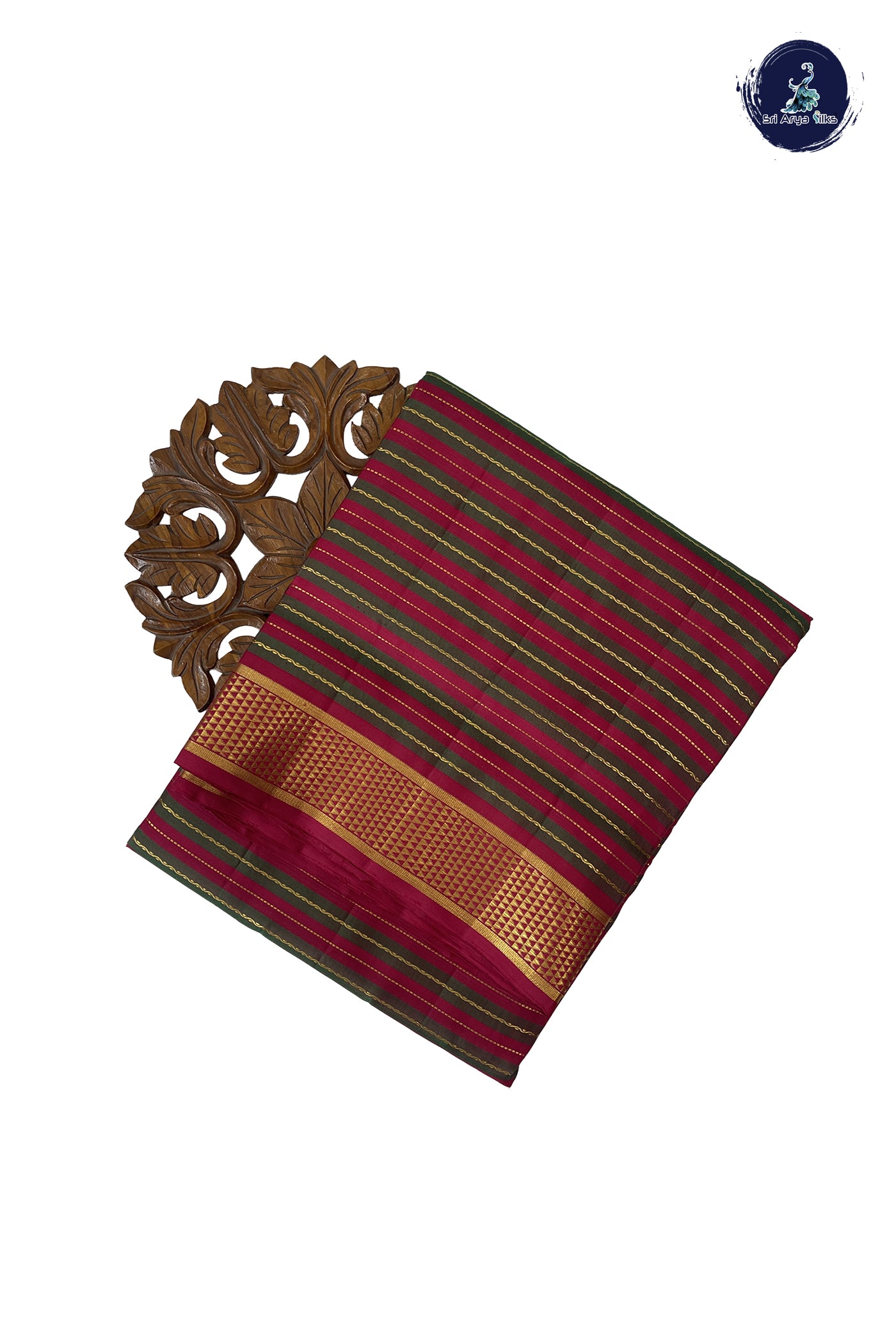 Multi Colour Madisar 10 Yards Silk Saree With Stripes Pattern