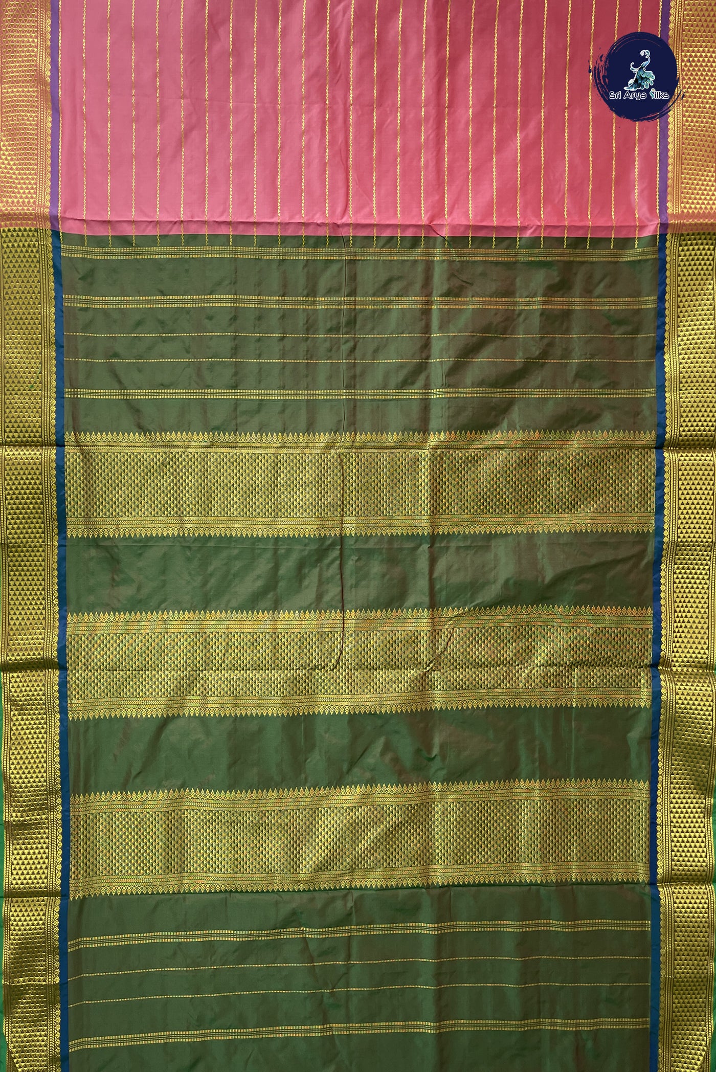 Kanagambaram Shade 10 Yards Semi Silk With Veldhari Stripes Pattern