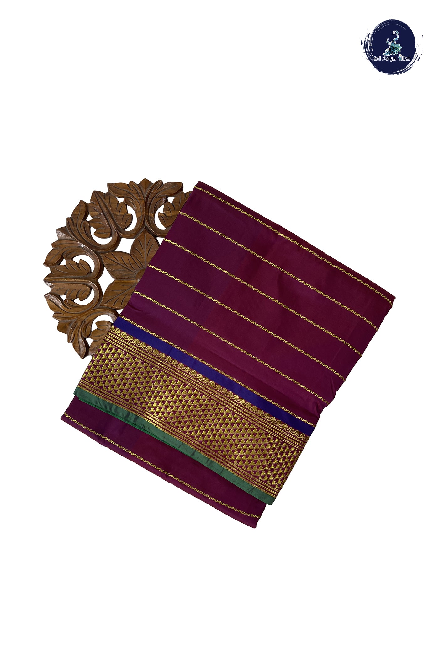 Dual Tone Brown 10 Yards Semi Silk With Veldhari Stripes Pattern