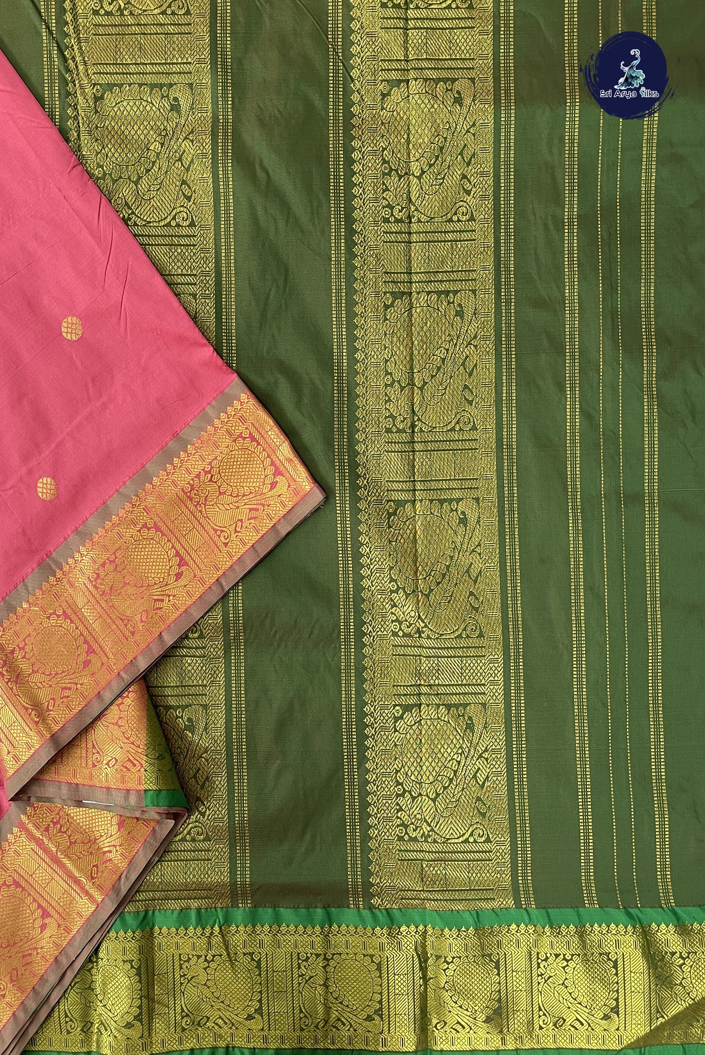 Peach Pink 10 Yards Semi Silk With Zari Buttas Pattern