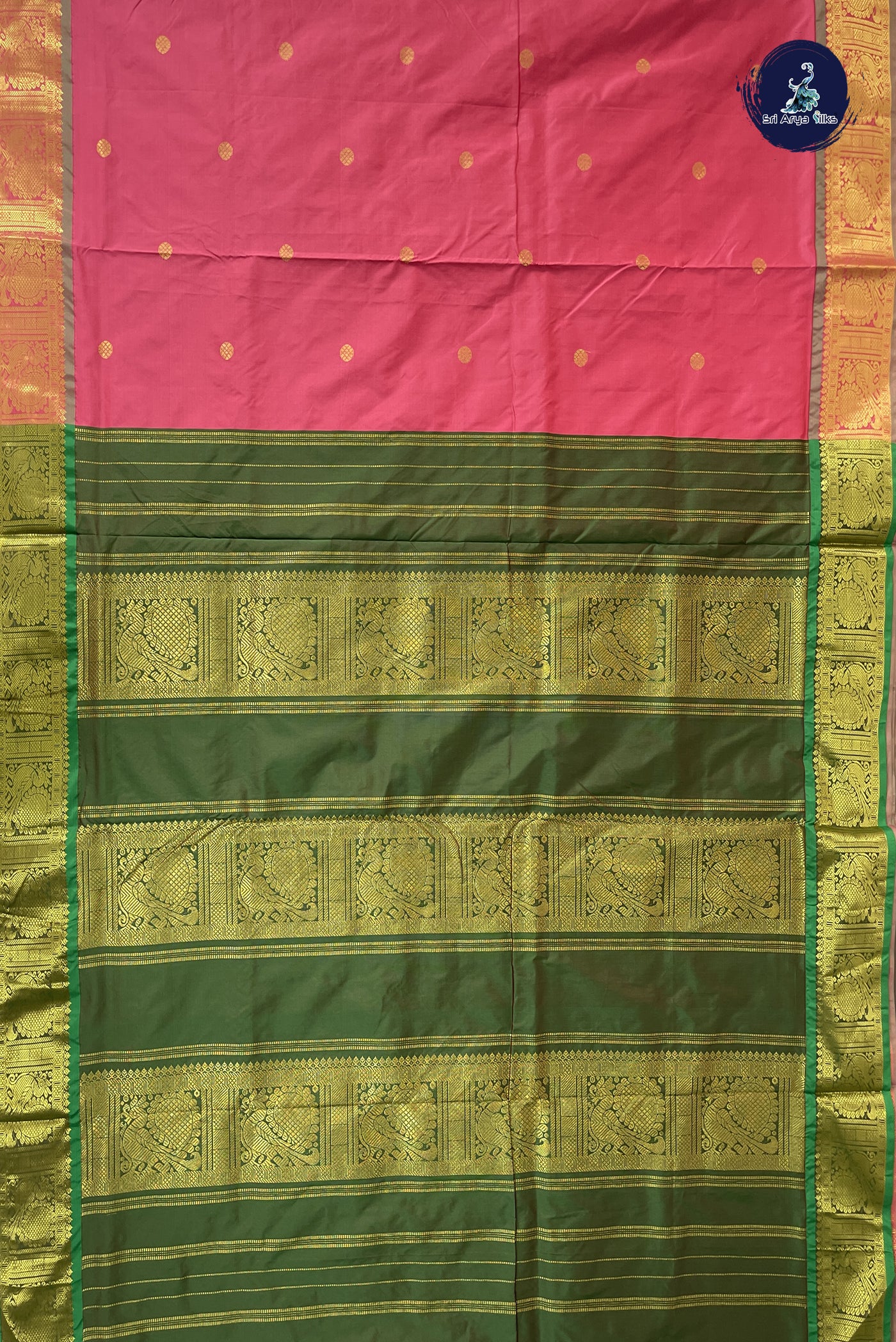 Peach Pink 10 Yards Semi Silk With Zari Buttas Pattern
