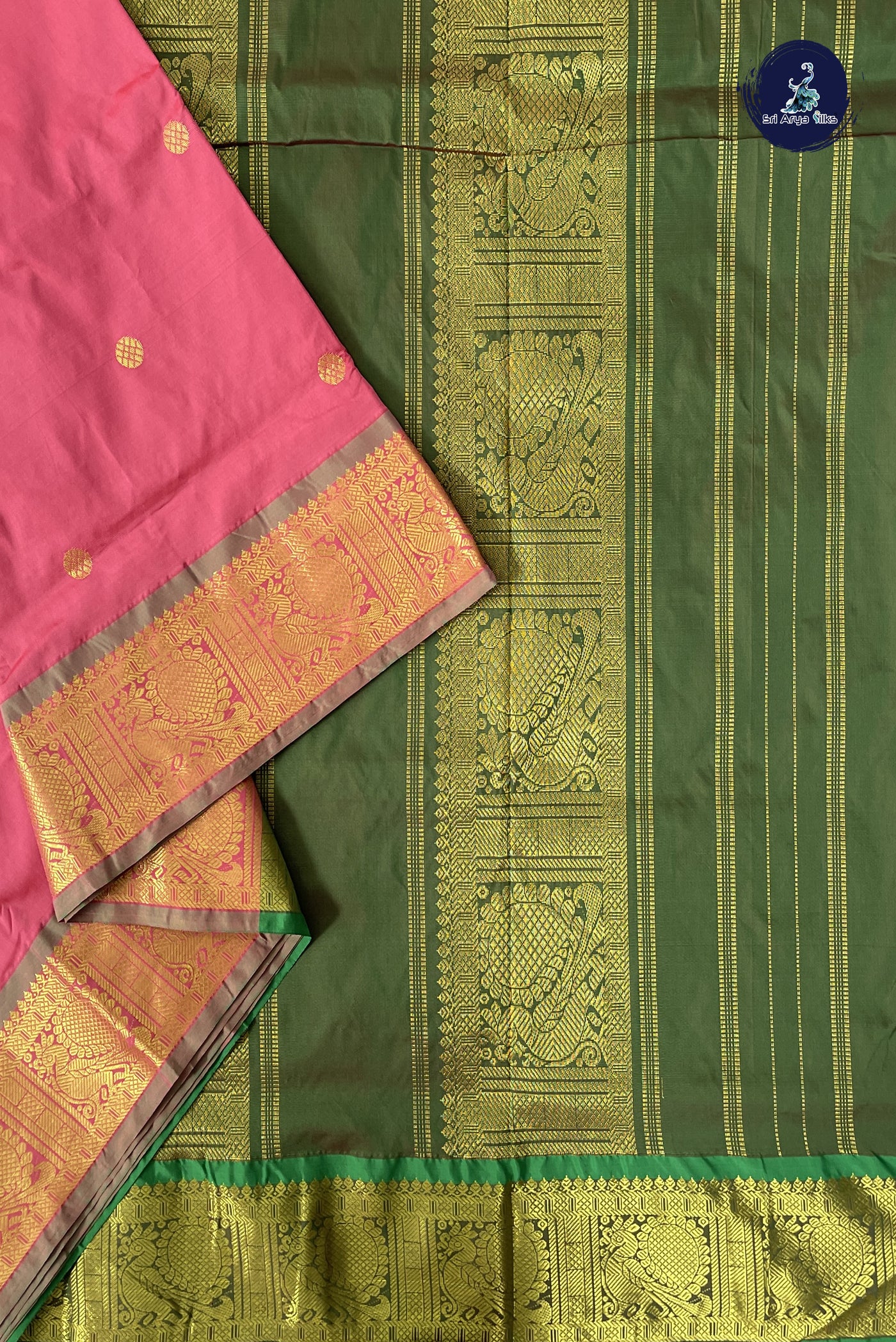 Peach Pink 10 Yards Semi Silk With Zari Buttas Pattern
