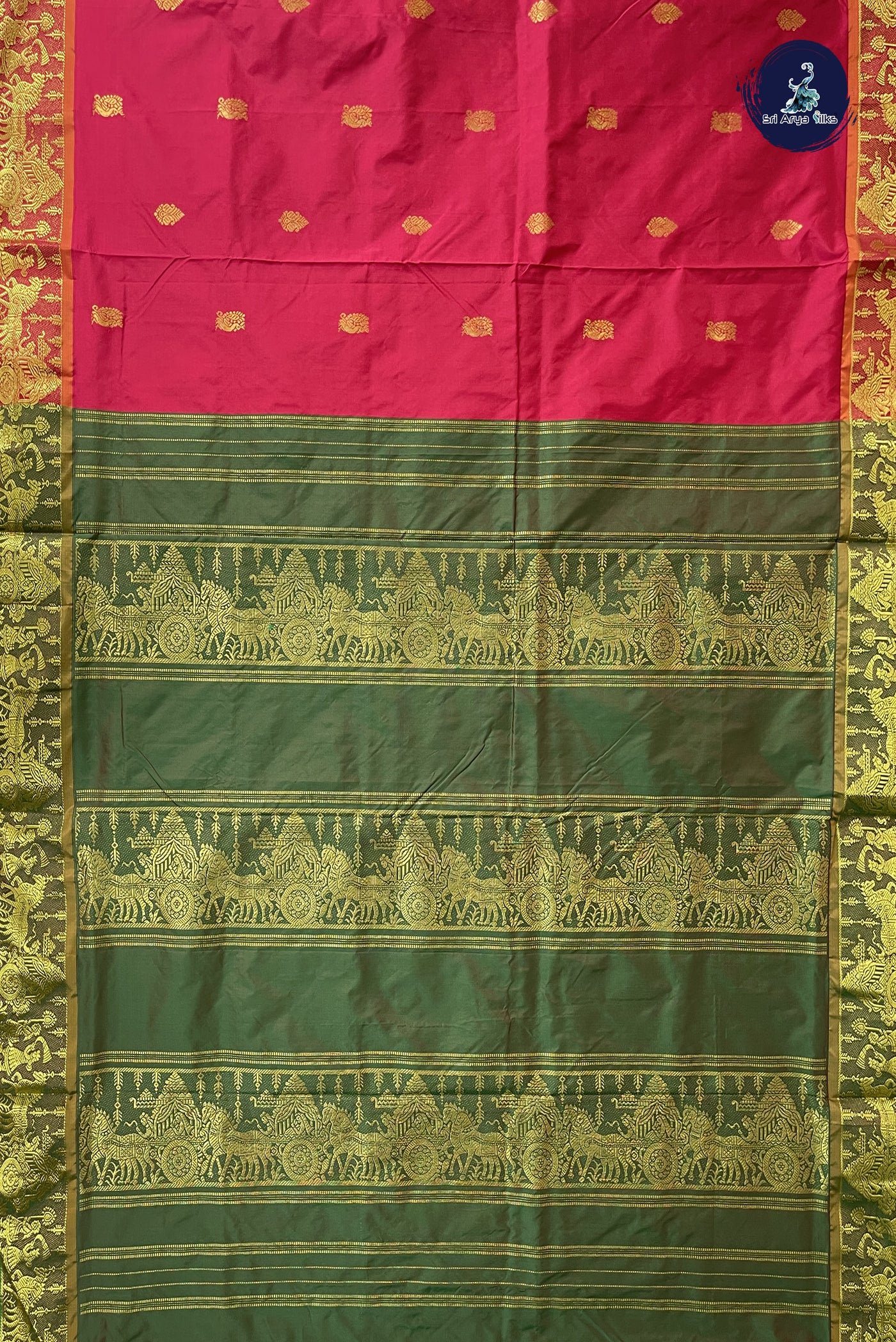 Maroon 10 Yards Semi Silk With Zari Buttas Pattern