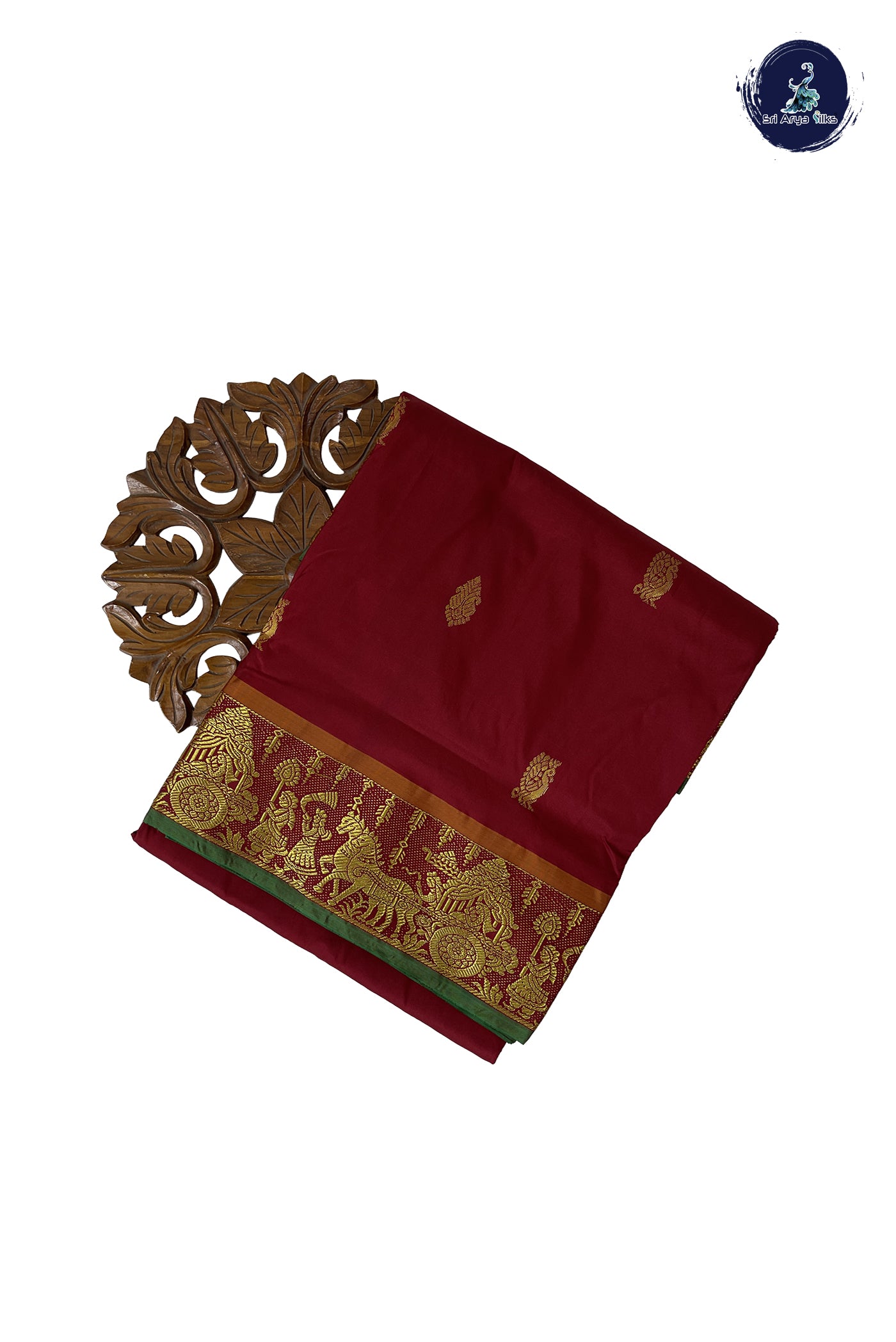 Brown 10 Yards Semi Silk With Zari Buttas Pattern
