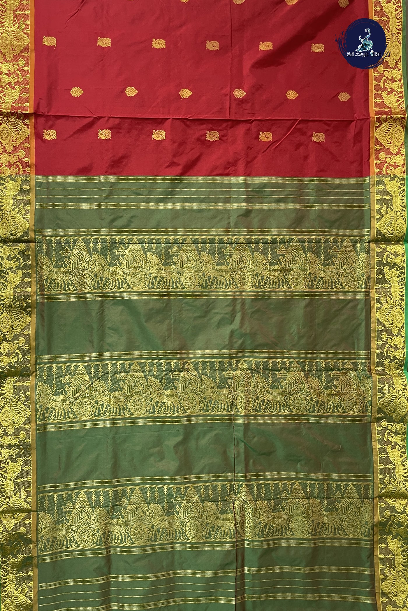 Brown 10 Yards Semi Silk With Zari Buttas Pattern