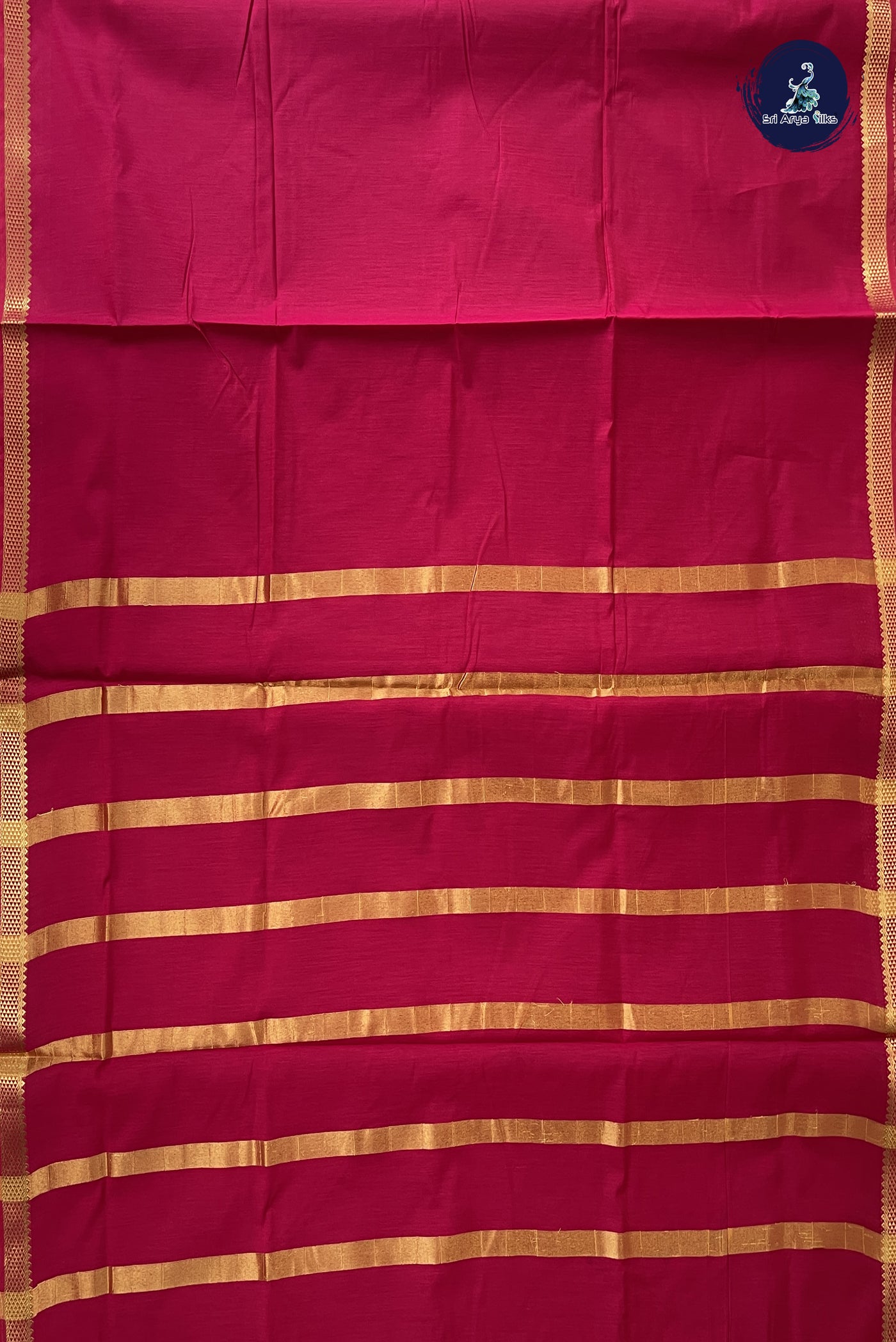 Pink Madisar Semi Silk Cotton Saree With Plain Pattern