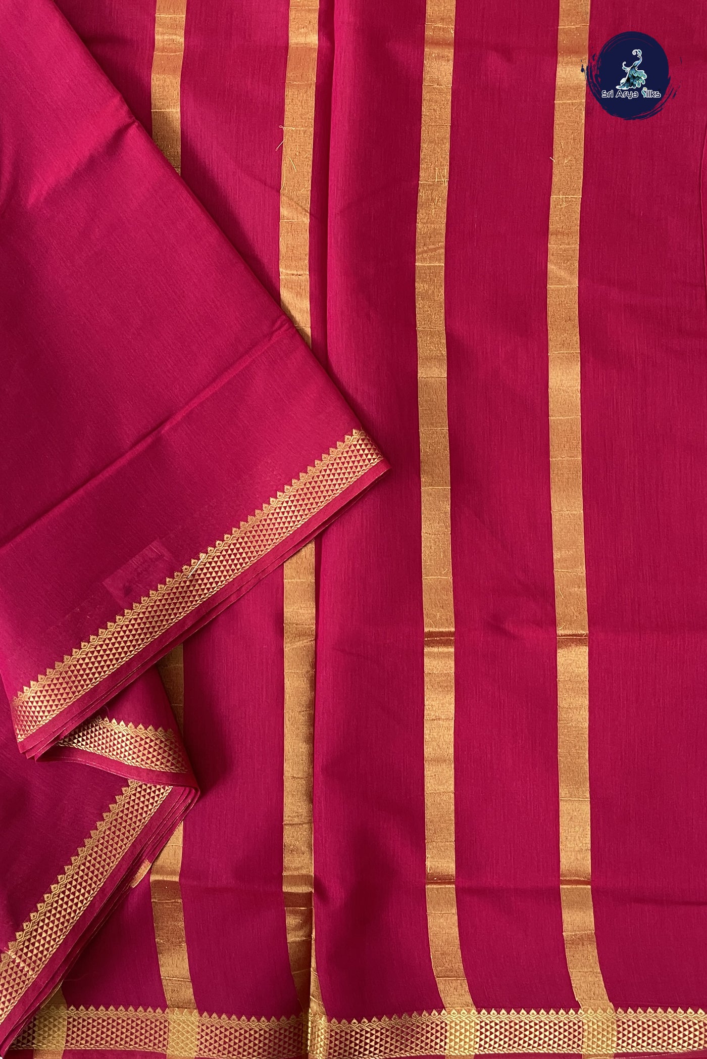 Pink Madisar Semi Silk Cotton Saree With Plain Pattern