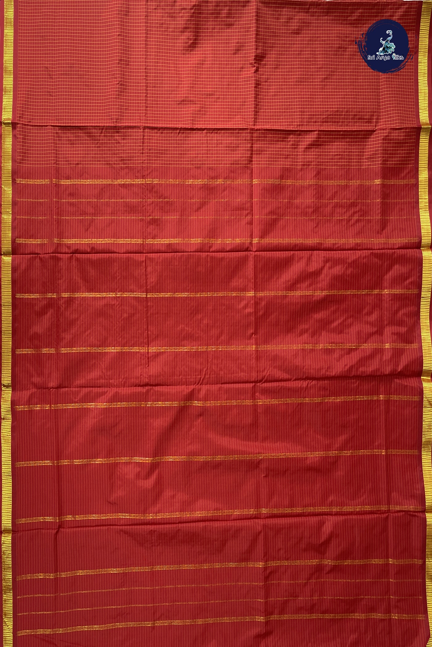 Maroon 10 Yards Semi Silk With Checked Pattern