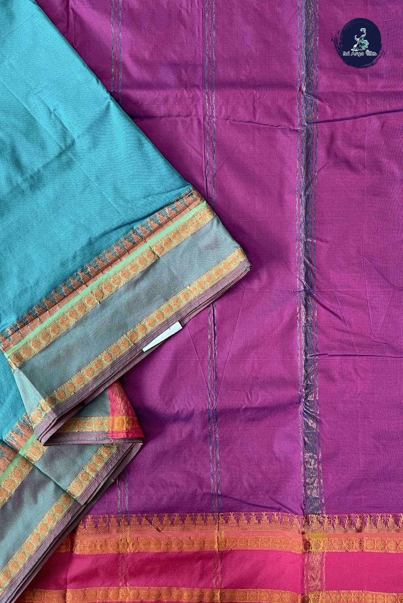 Teal Blue 10 Yards Semi Silk With Plain Pattern
