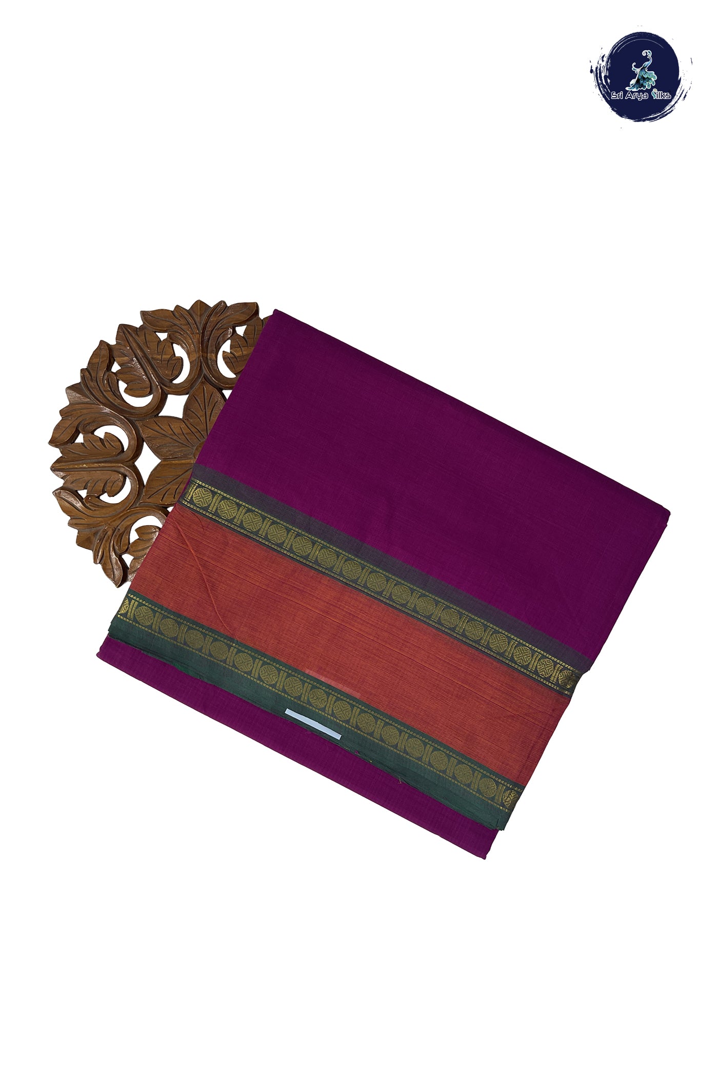 Purple Madisar Cotton Saree With Plain Pattern