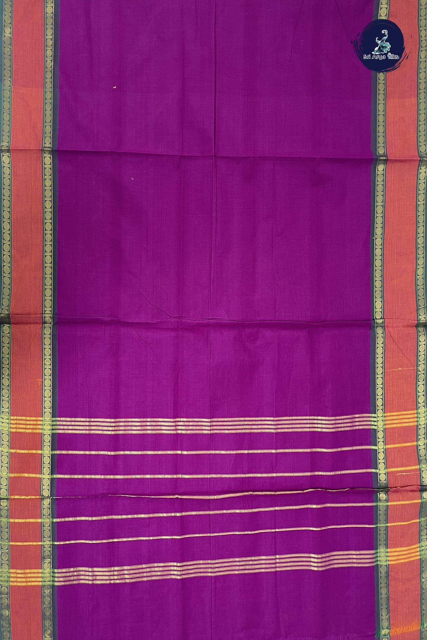 Purple Madisar Cotton Saree With Plain Pattern