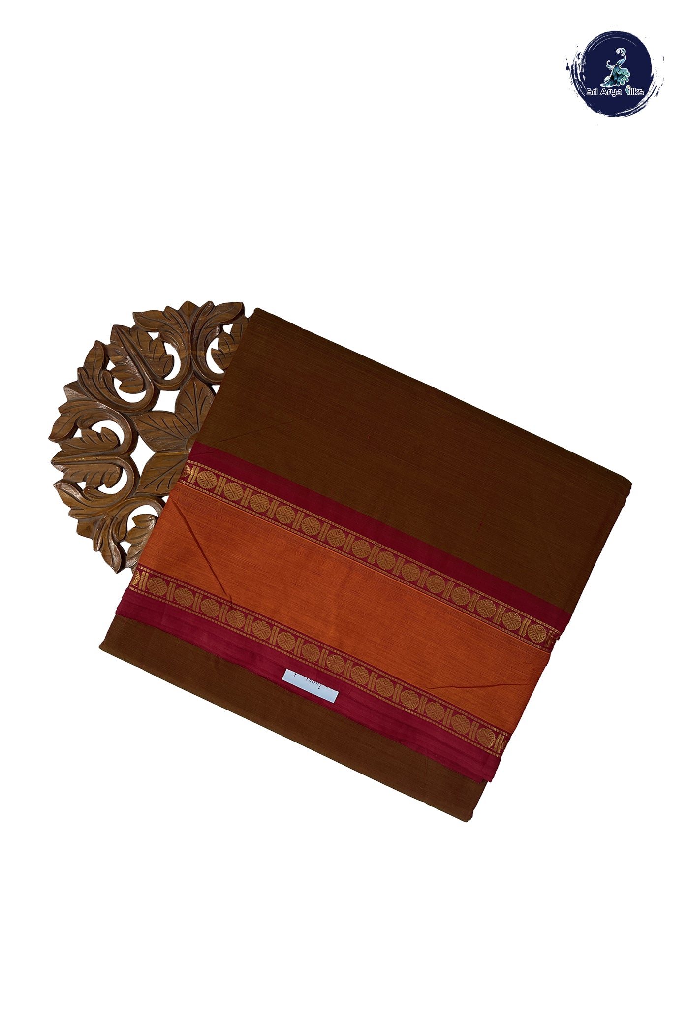 Dual Tone Brown Madisar Cotton Saree With Plain Pattern