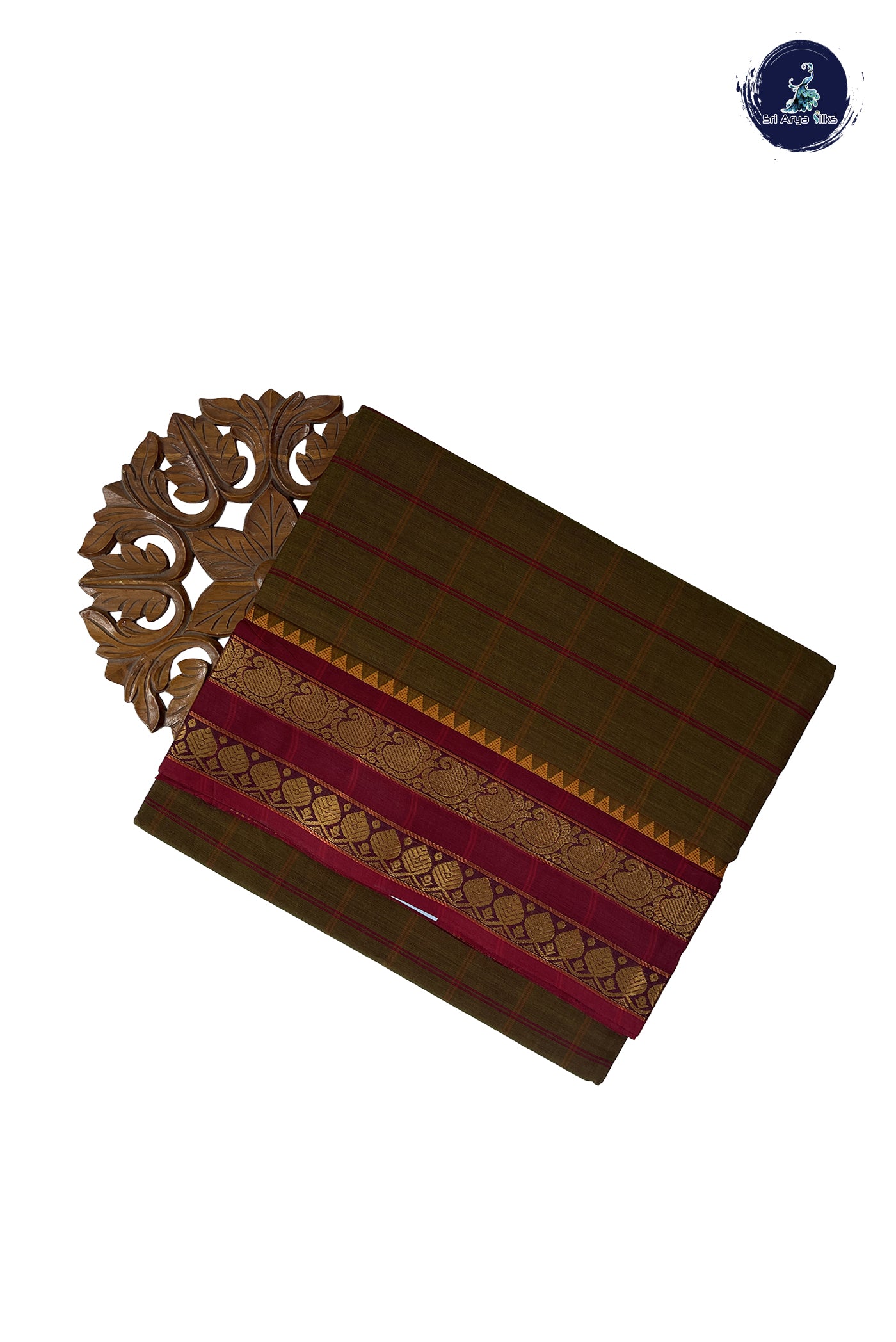 Green Madisar Cotton Saree With Checked Pattern