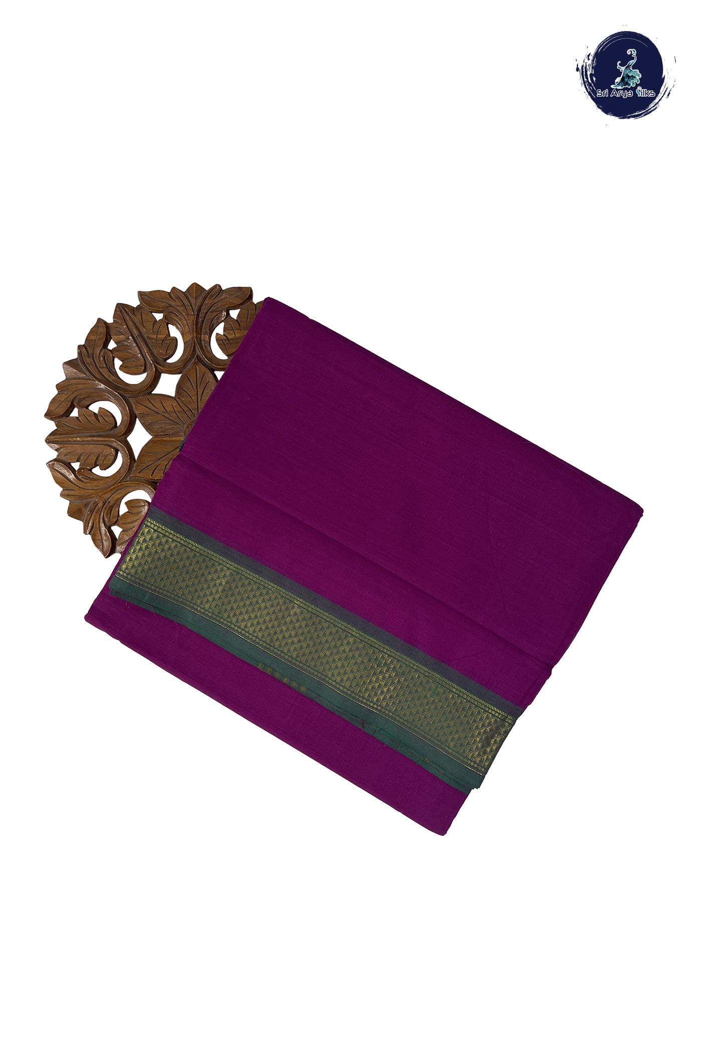 Purple Madisar Cotton Saree With Plain Pattern