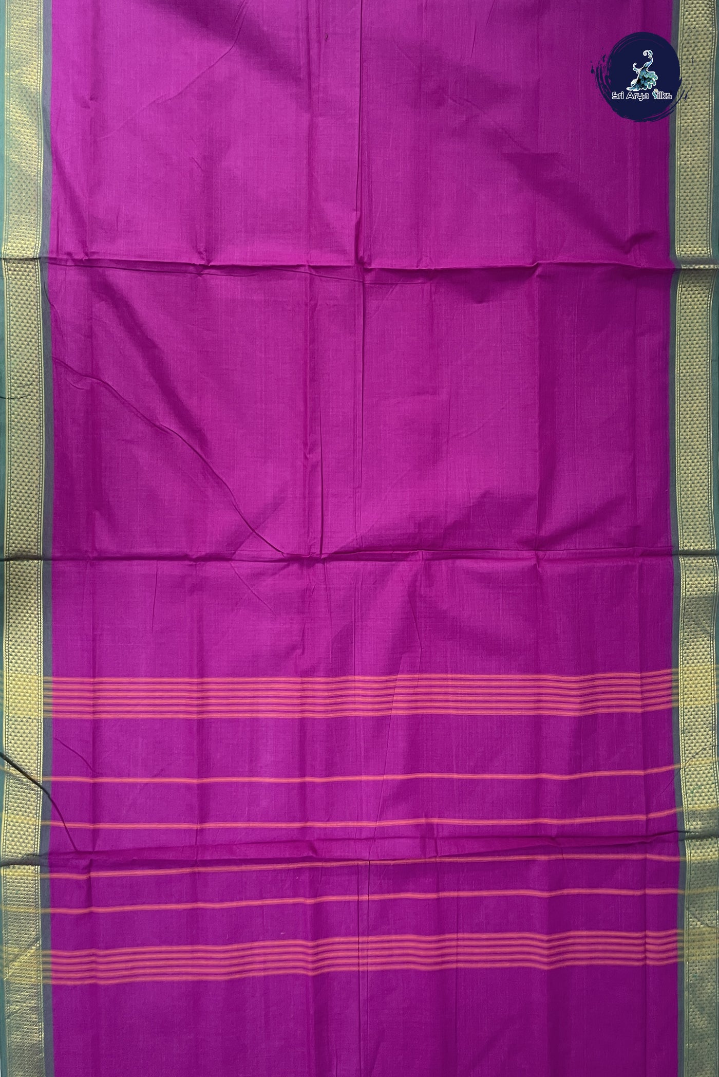 Purple Madisar Cotton Saree With Plain Pattern