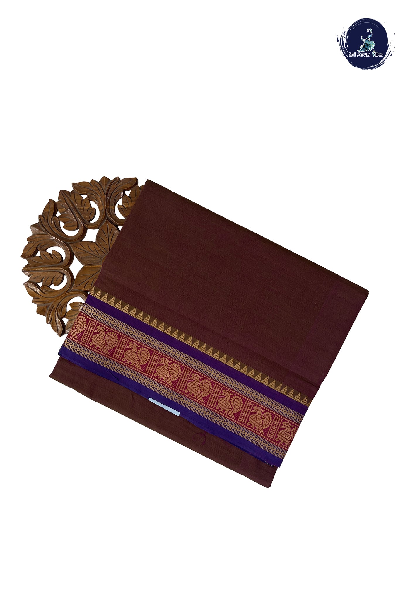 Dual Tone Brown Madisar Cotton Saree With Plain Pattern
