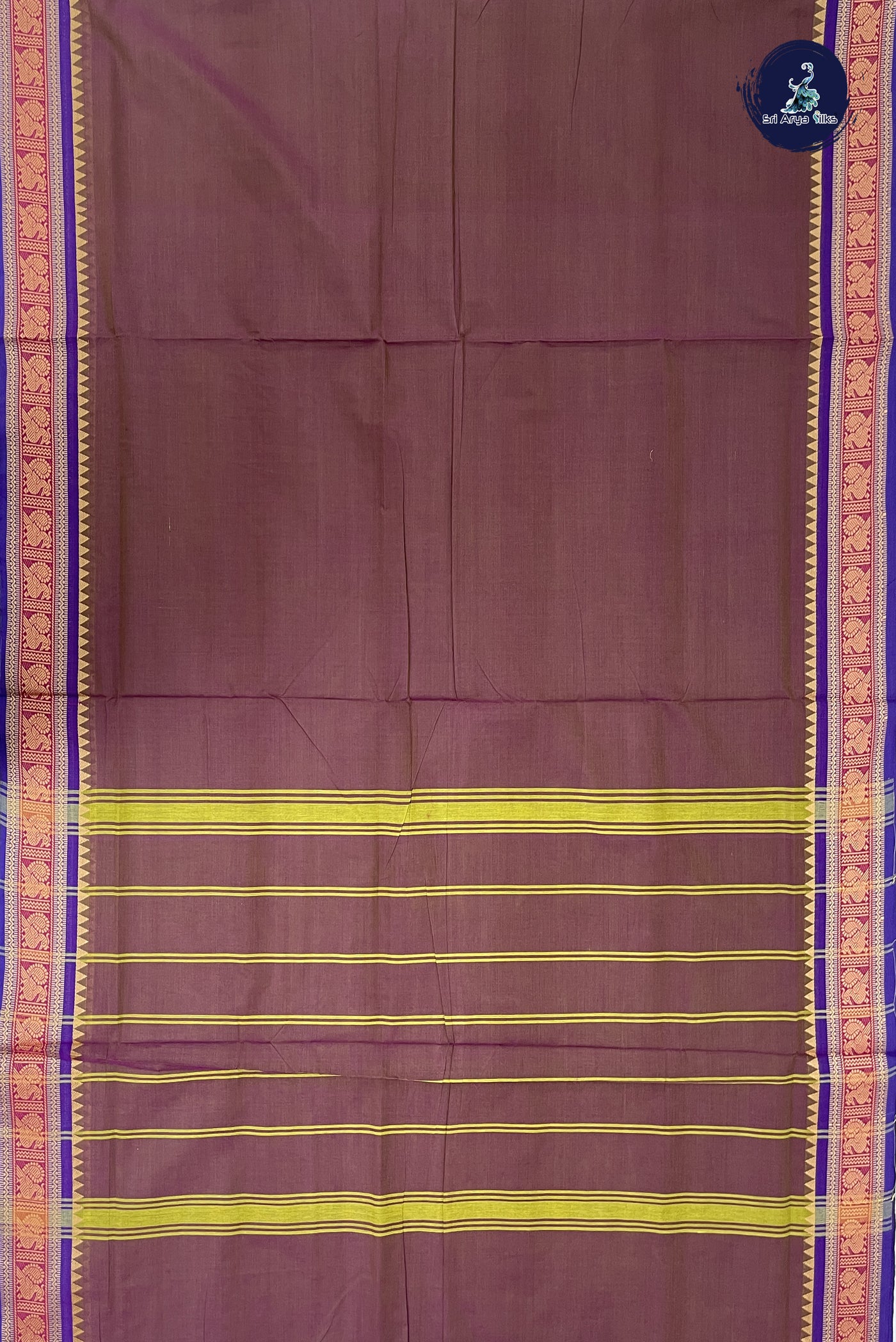 Dual Tone Brown Madisar Cotton Saree With Plain Pattern