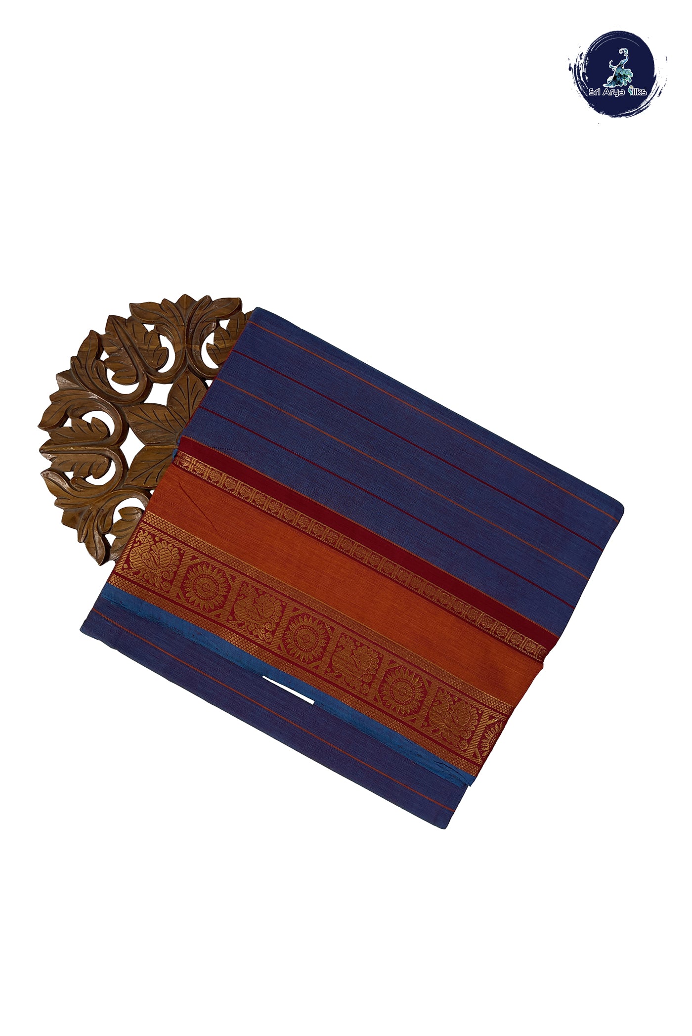 Blue Madisar Cotton Saree With Stripes Pattern