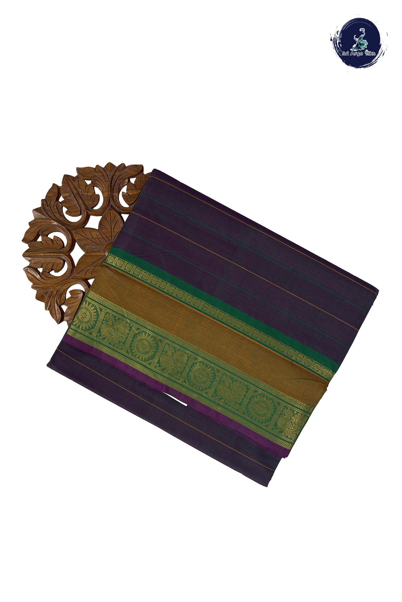 Bluish Green Madisar Cotton Saree With Stripes Pattern