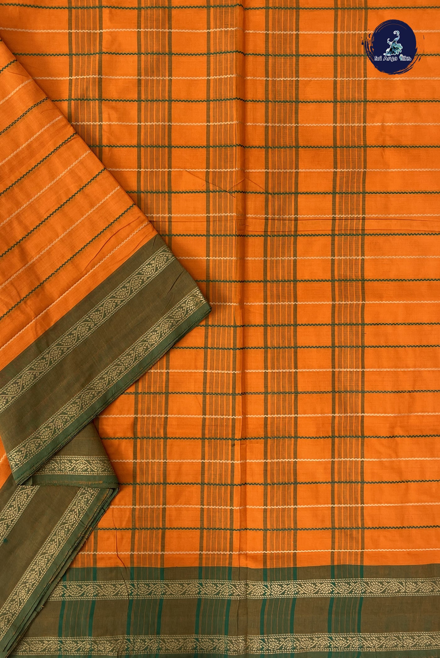 Yellow Madisar Cotton Saree With Veldhari Stripes Pattern