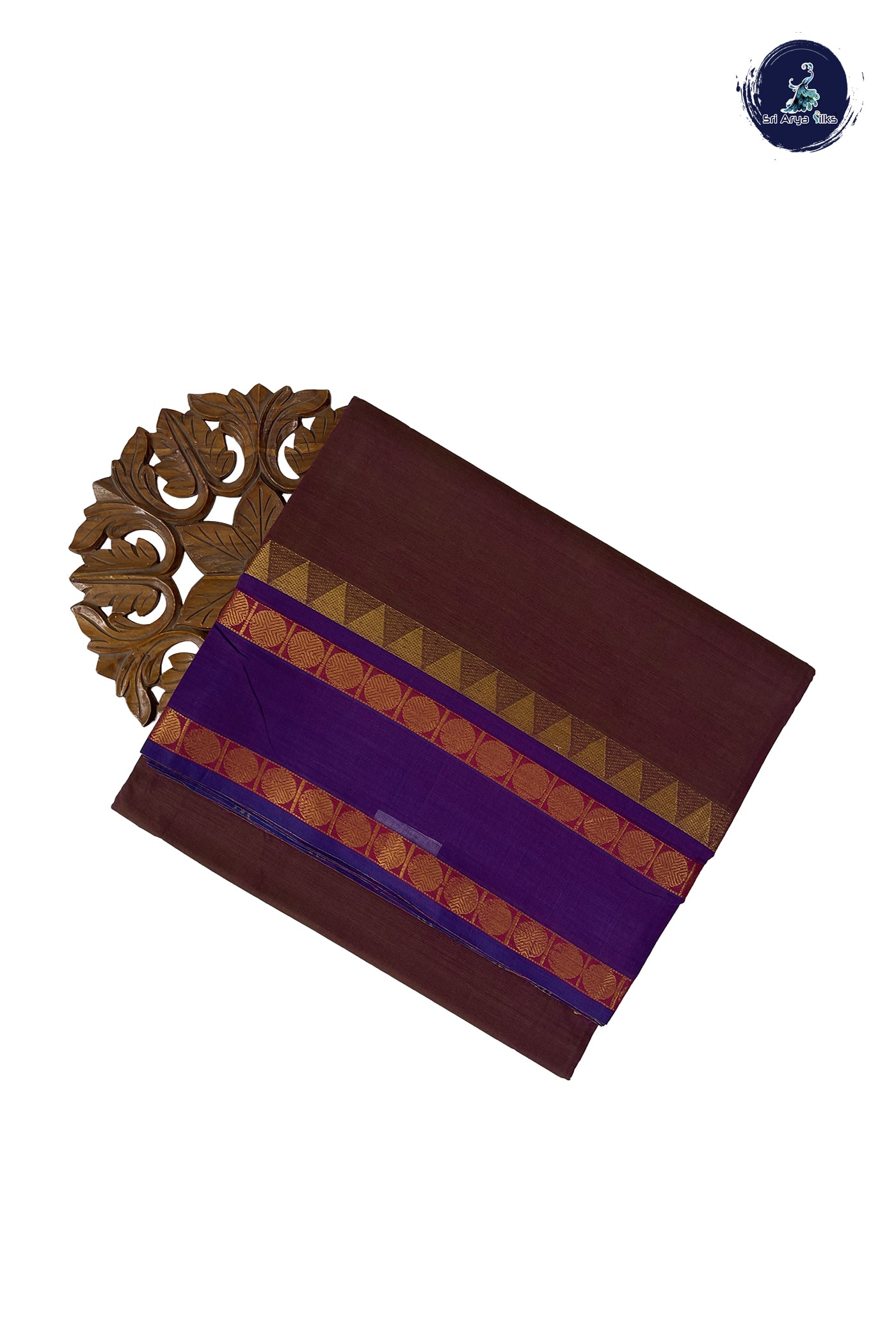 Dual Tone Brown Madisar Cotton Saree With Plain Pattern