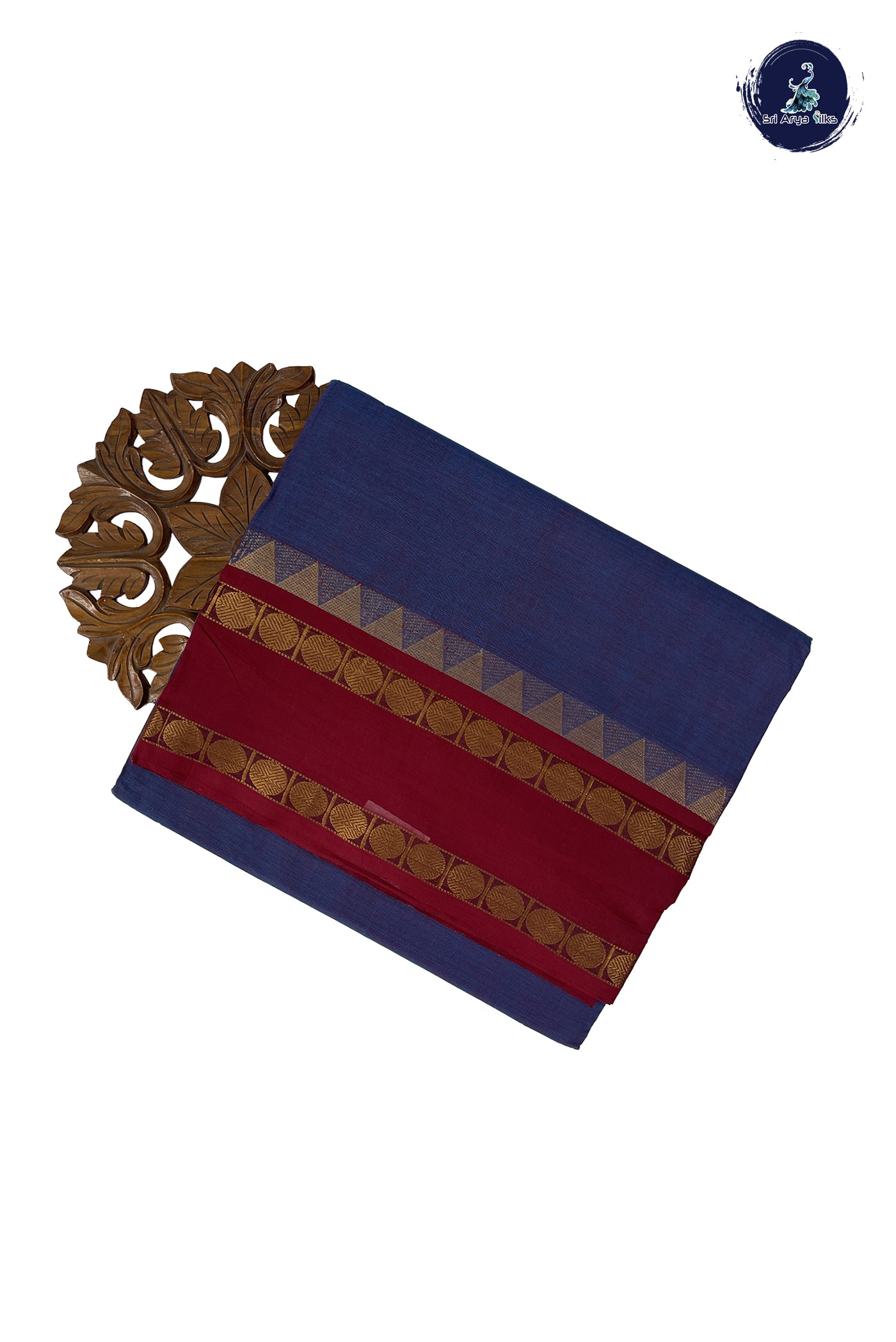 Blue Madisar Cotton Saree With Plain Pattern