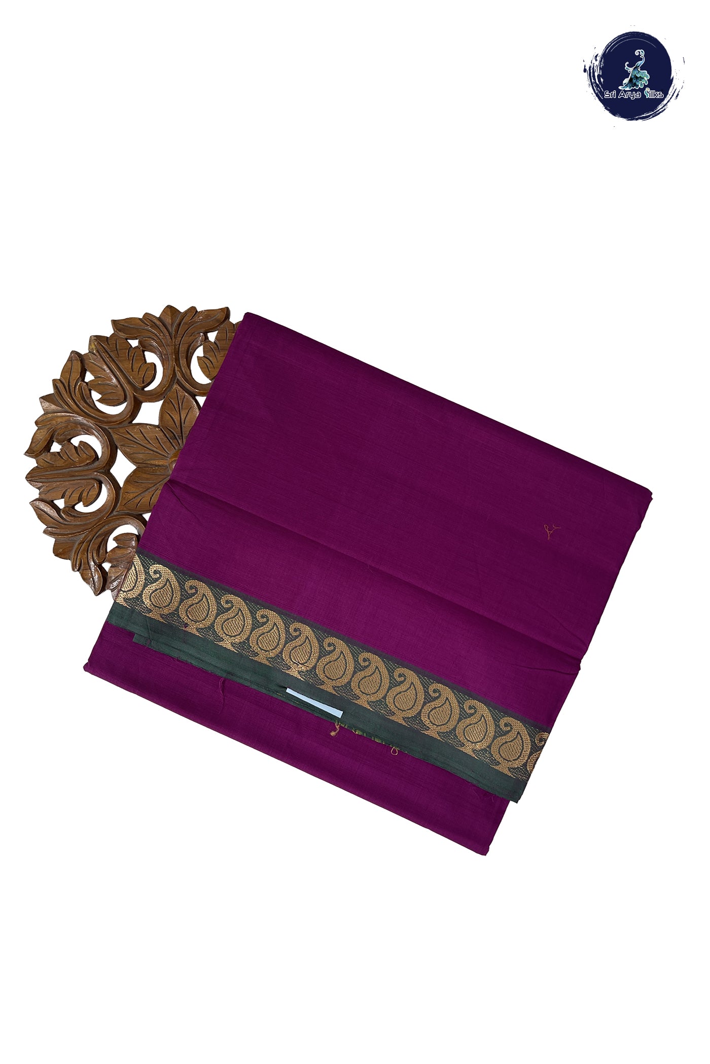 Purple Madisar Cotton Saree With Plain Pattern