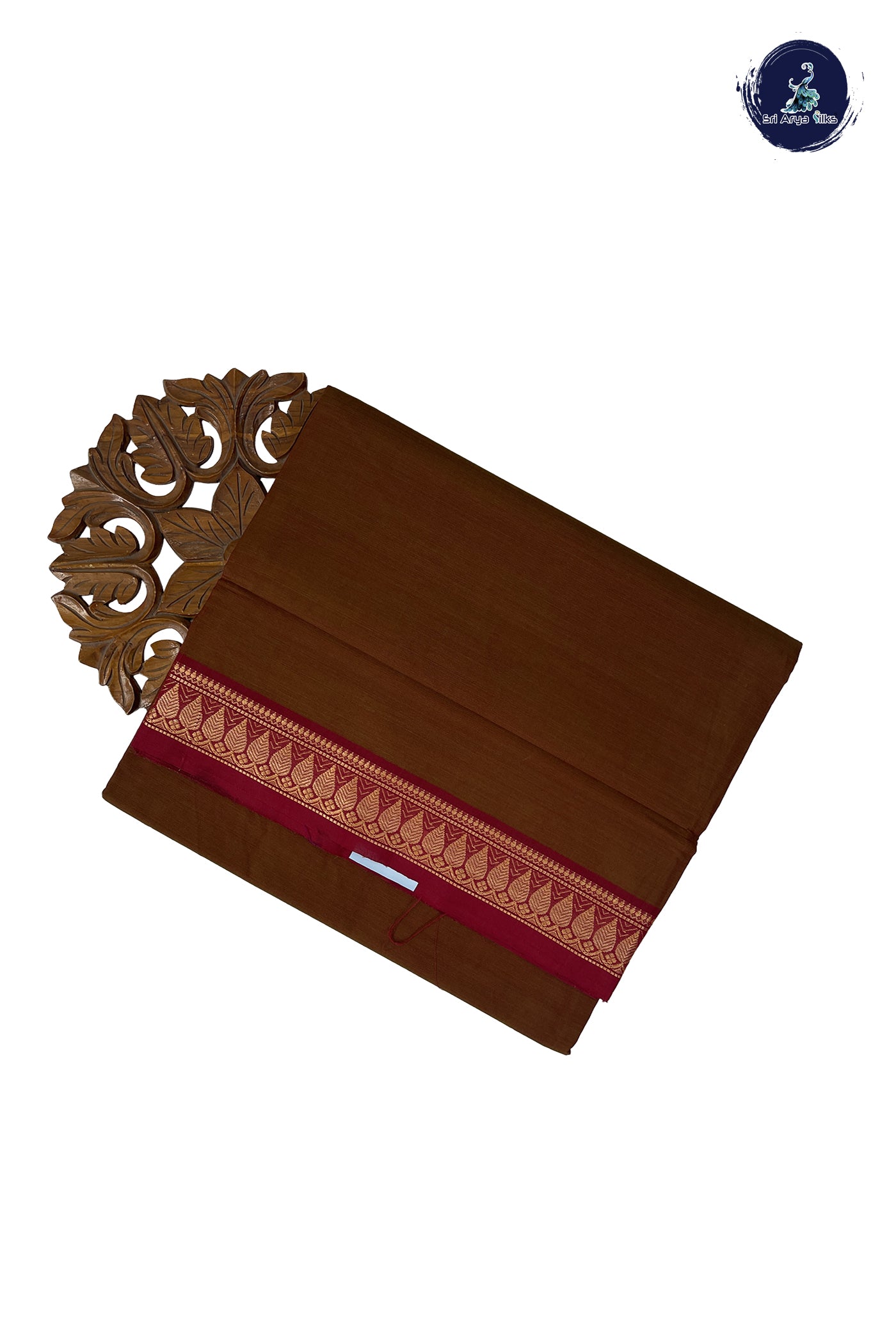 Dual Tone Brown Madisar Cotton Saree With Plain Pattern