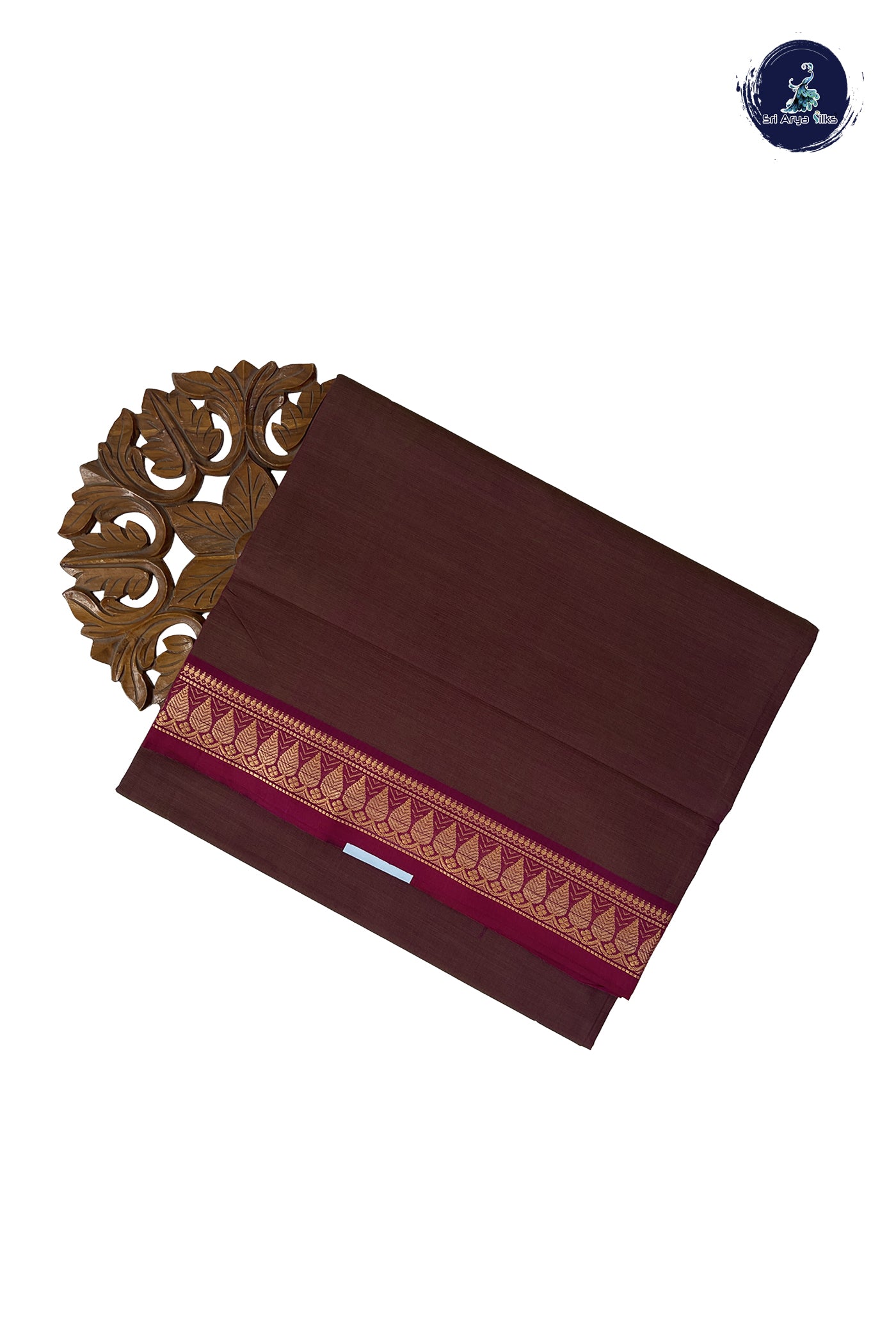 Dual Tone Brown Madisar Cotton Saree With Plain Pattern