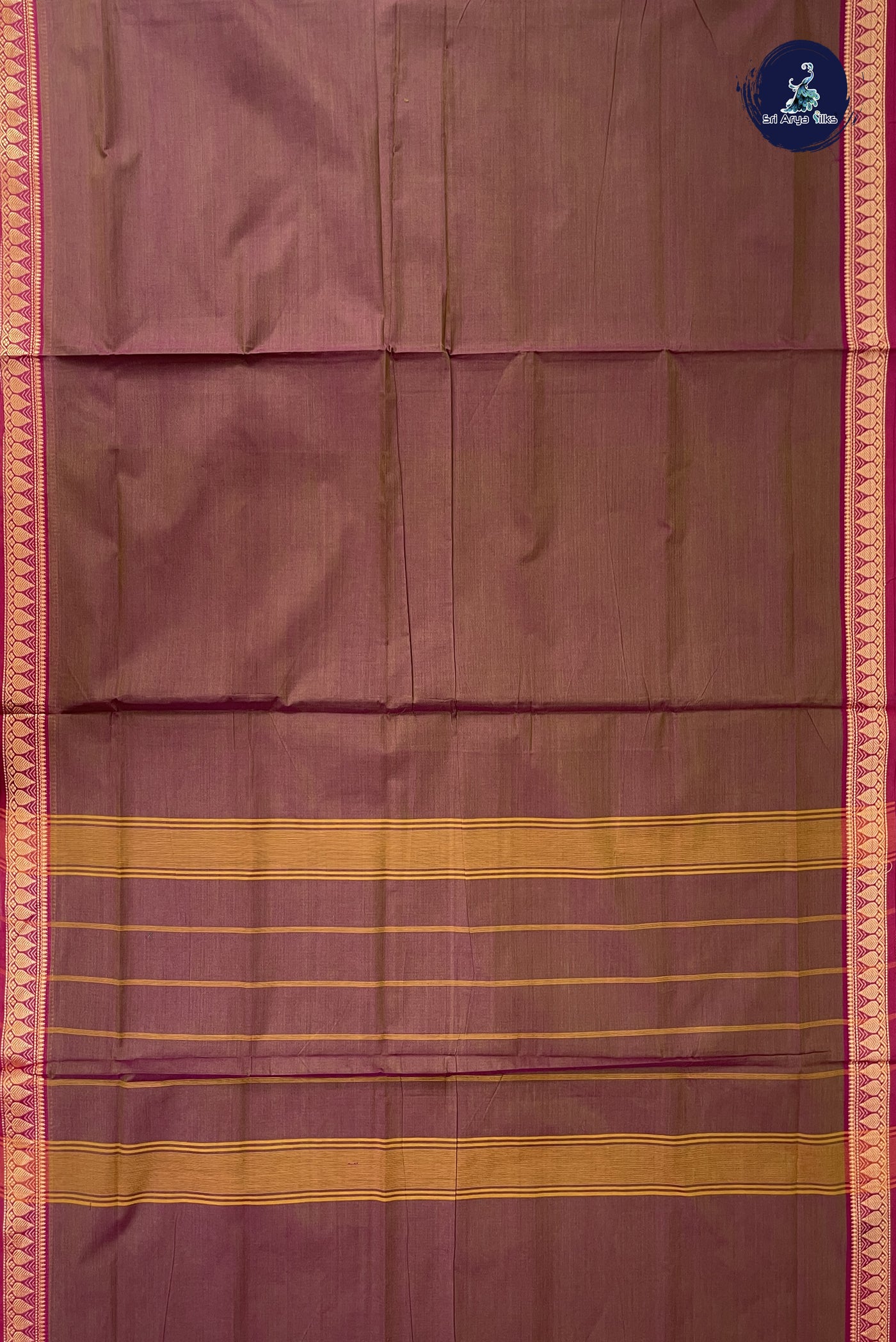 Dual Tone Brown Madisar Cotton Saree With Plain Pattern