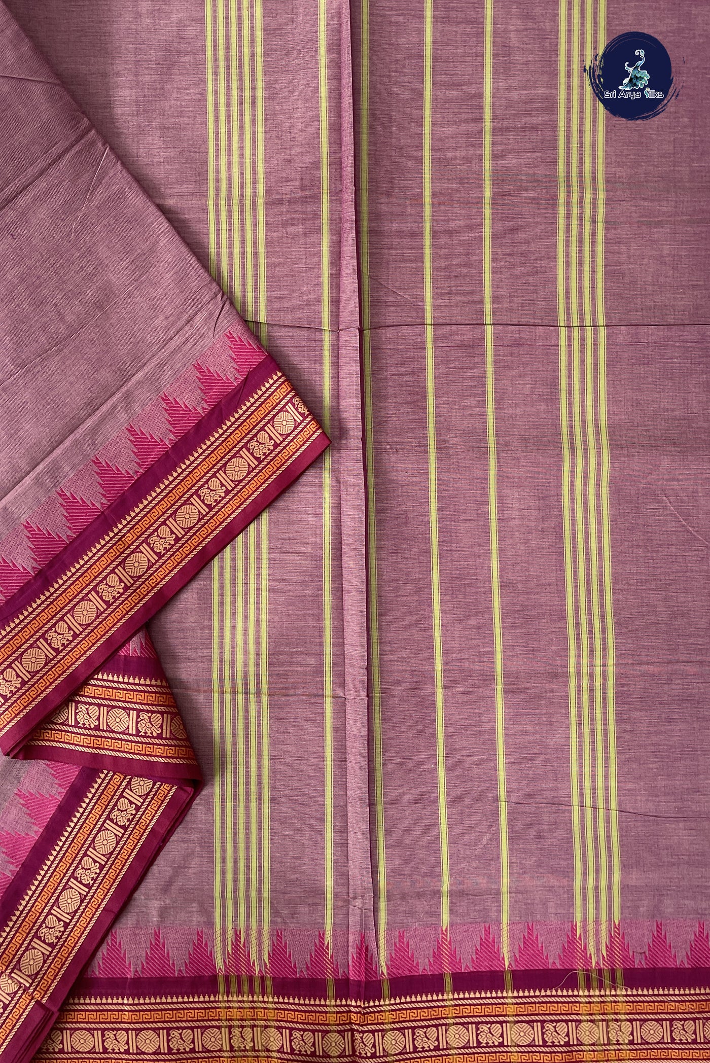 Light Pink Madisar Cotton Saree With Plain Pattern