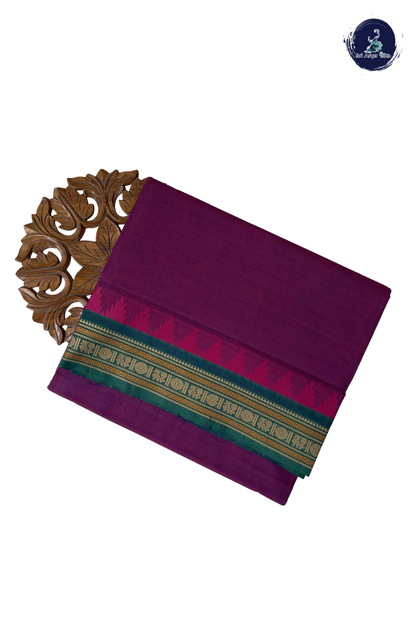 Dual Tone Purple Madisar Cotton Saree With Plain Pattern