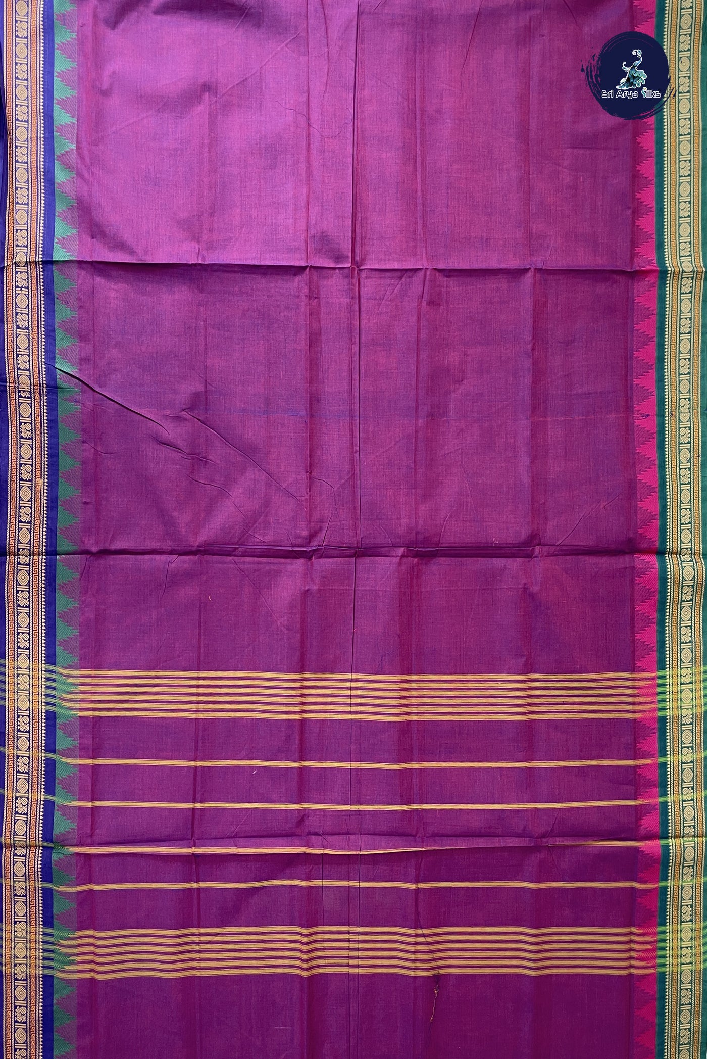 Dual Tone Purple Madisar Cotton Saree With Plain Pattern