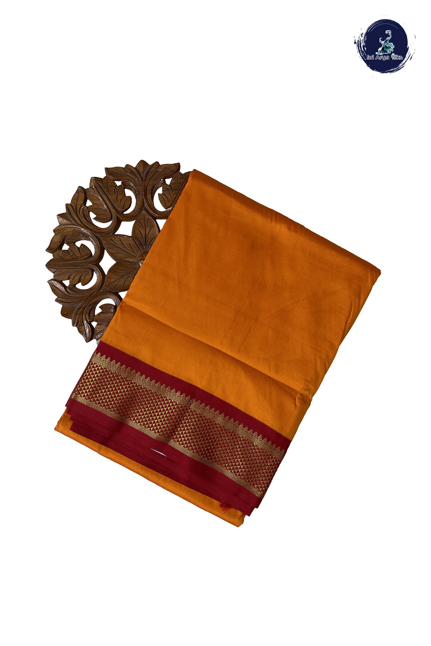 Mango Yellow Madisar Semi Silk Saree With Plain Pattern