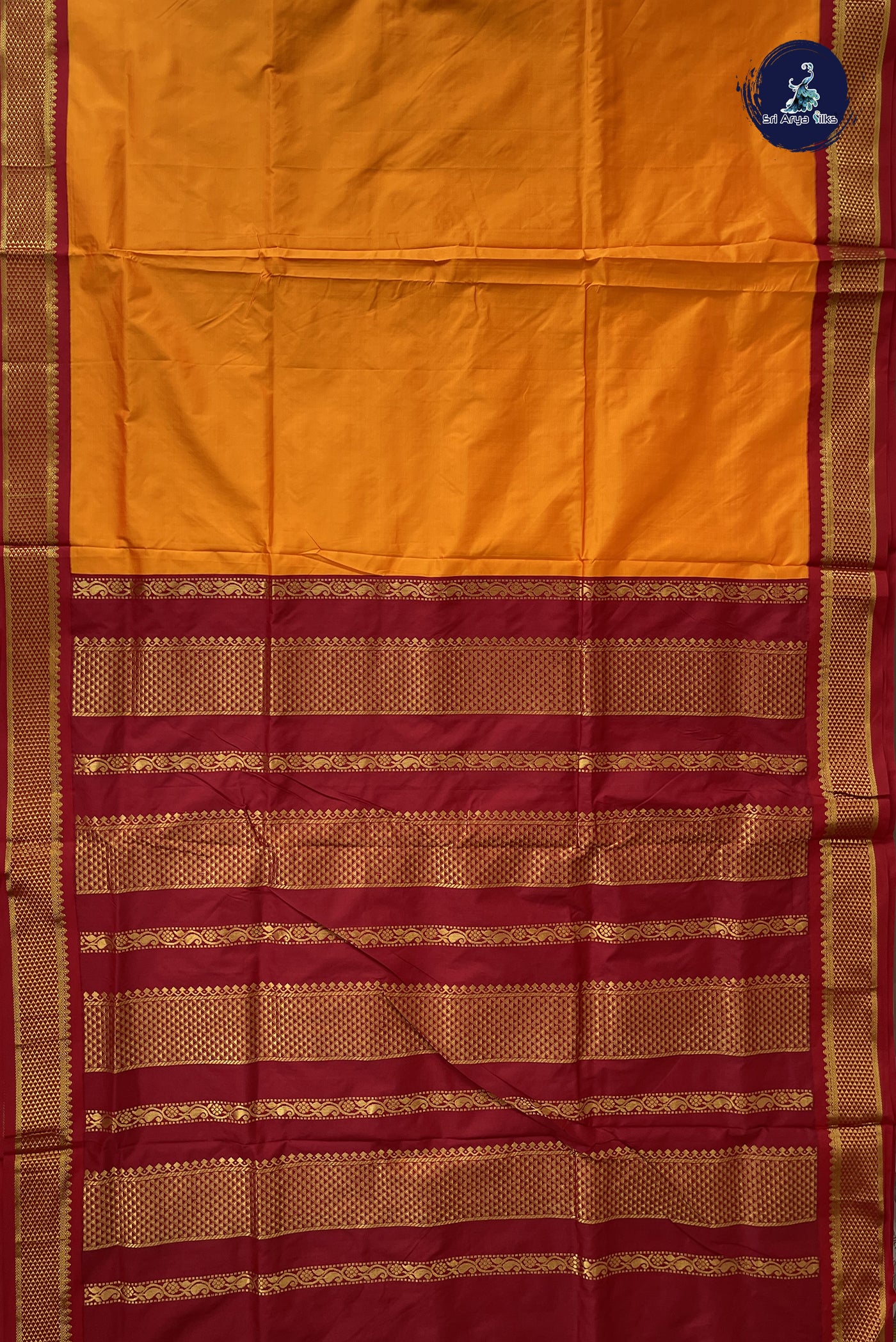 Mango Yellow Madisar Semi Silk Saree With Plain Pattern