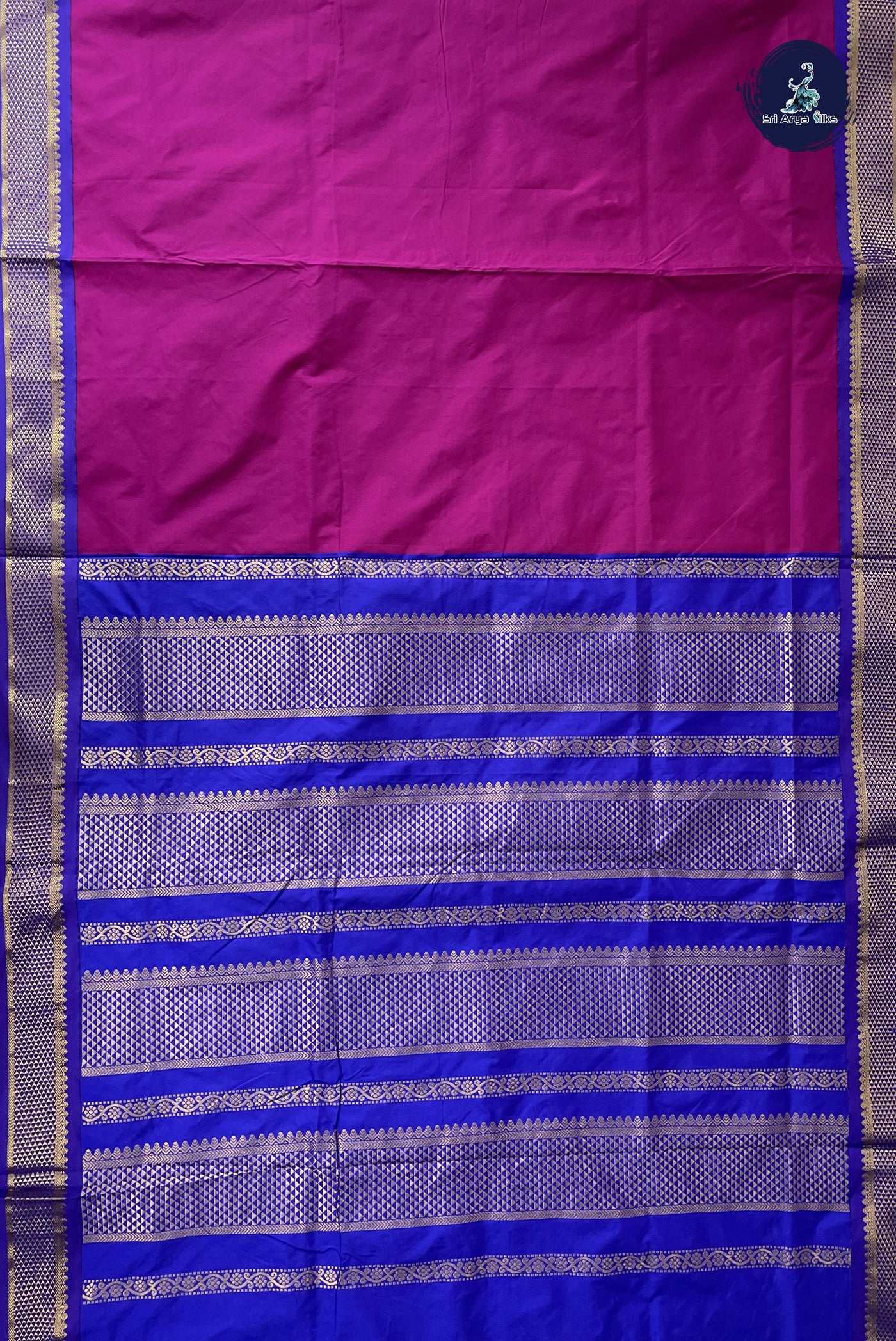 Purple Madisar Semi Silk Saree With Plain Pattern