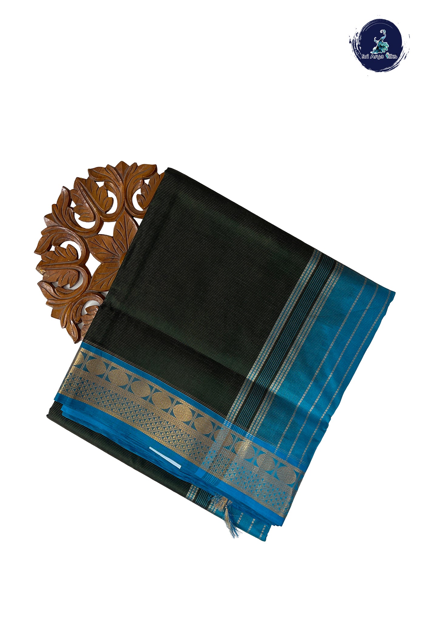Bottle Green Madisar Silk Cotton Saree With Vaira Oosi Pattern