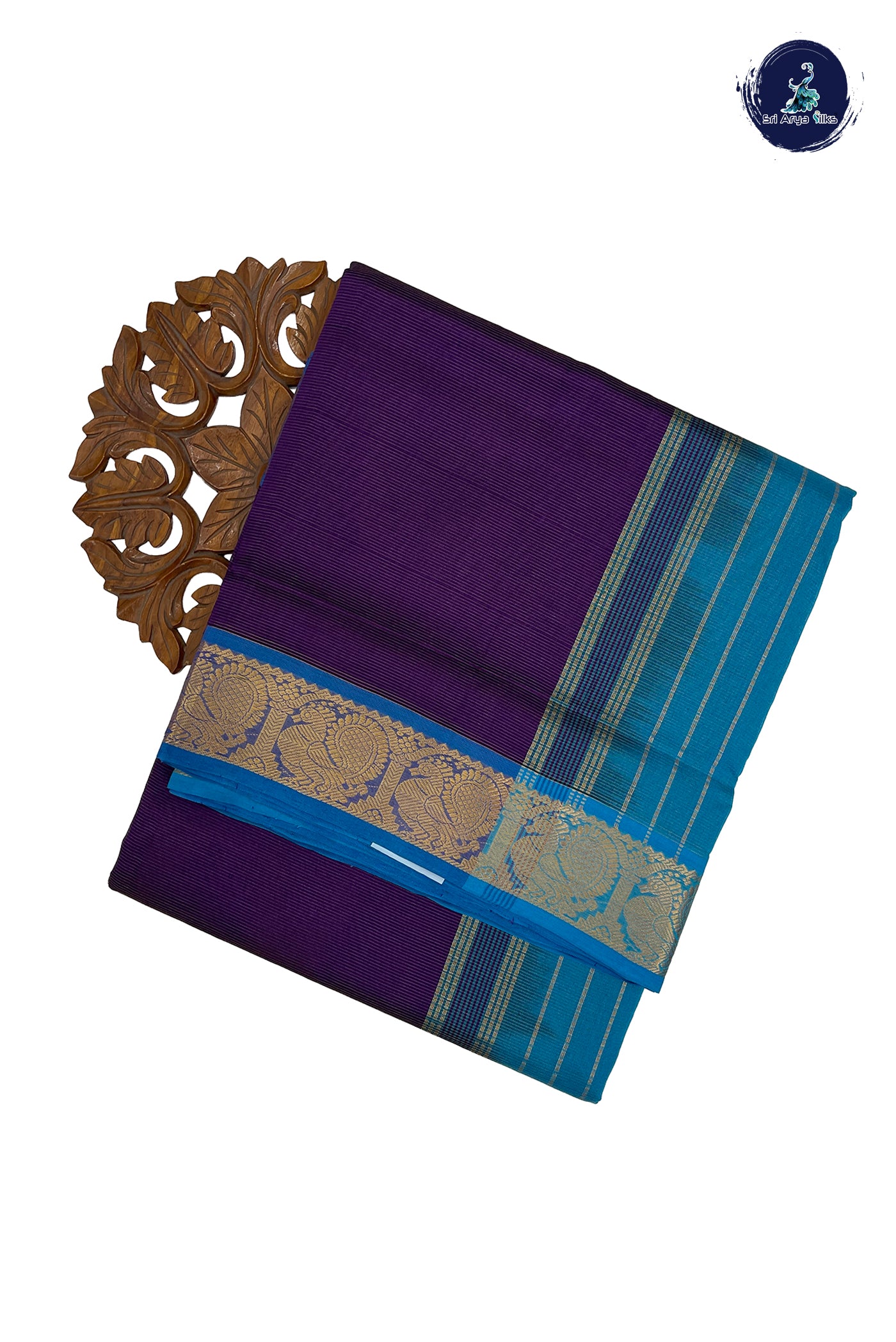 Violet Madisar Silk Cotton Saree With Vaira Oosi Pattern
