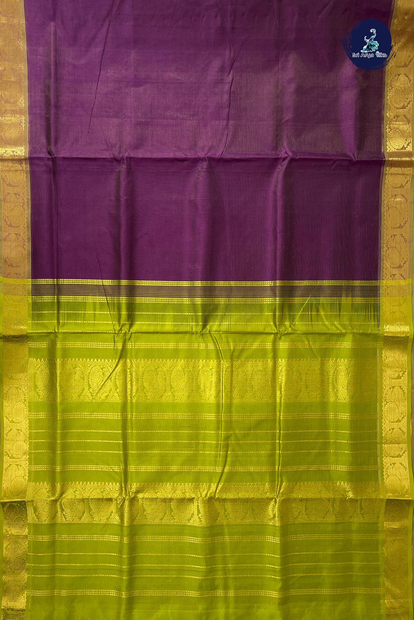 Purple Madisar Silk Cotton Saree With Vaira Oosi Pattern