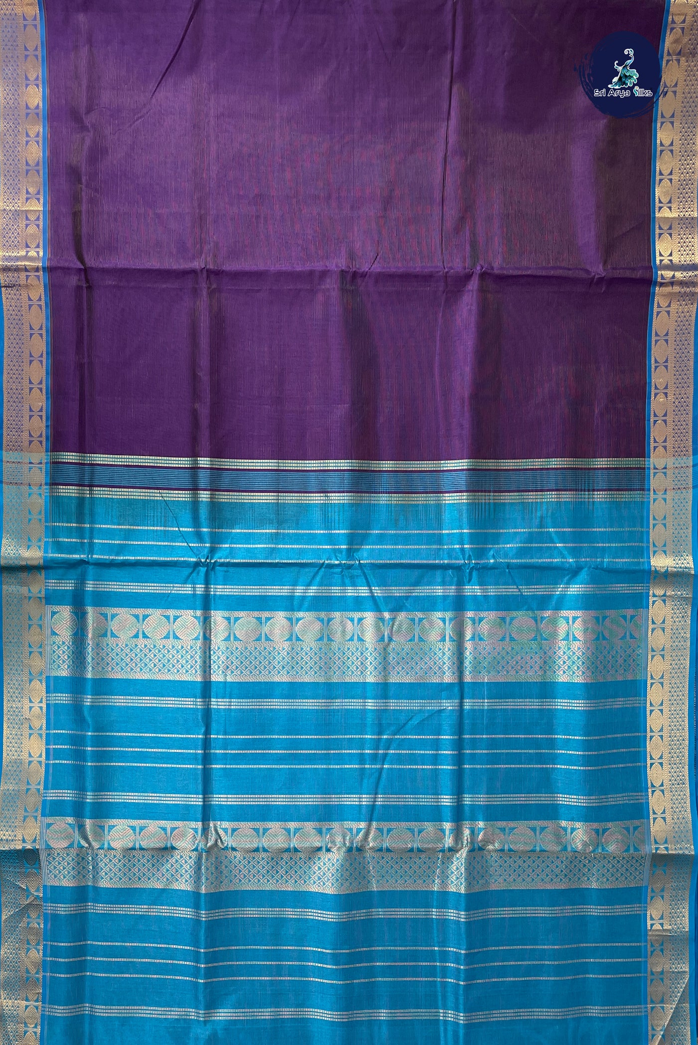 Violet Madisar Silk Cotton Saree With Vaira Oosi Pattern