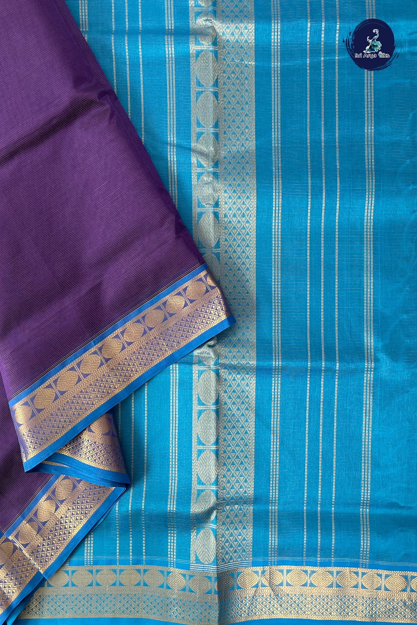 Violet Madisar Silk Cotton Saree With Vaira Oosi Pattern