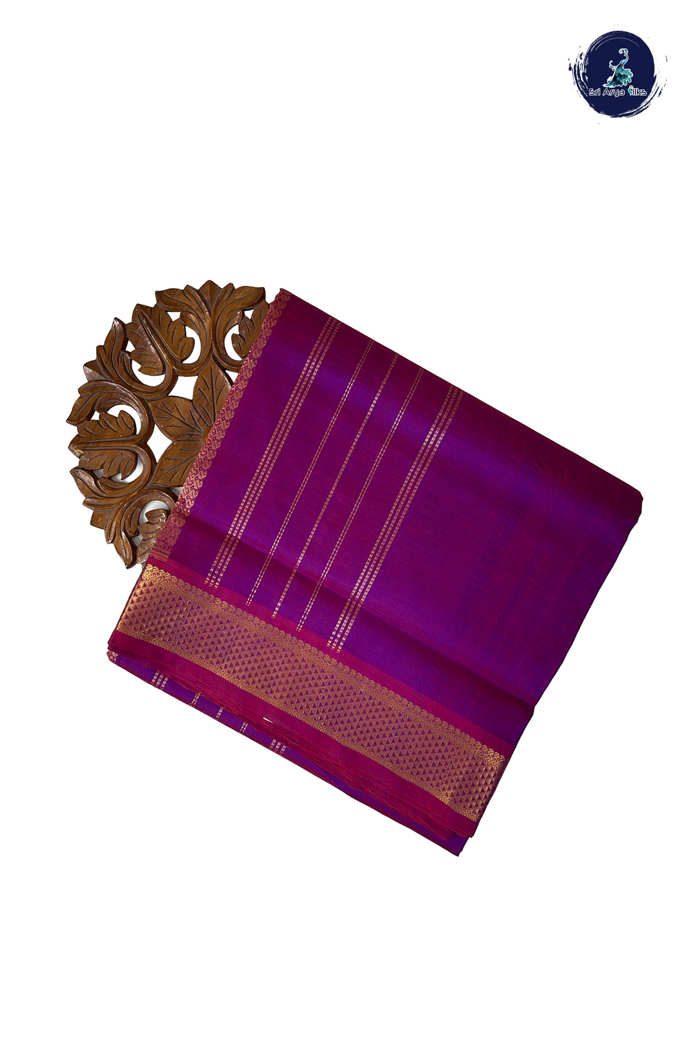 Dual Tone Purple Madisar Silk Cotton Saree With Plain Pattern