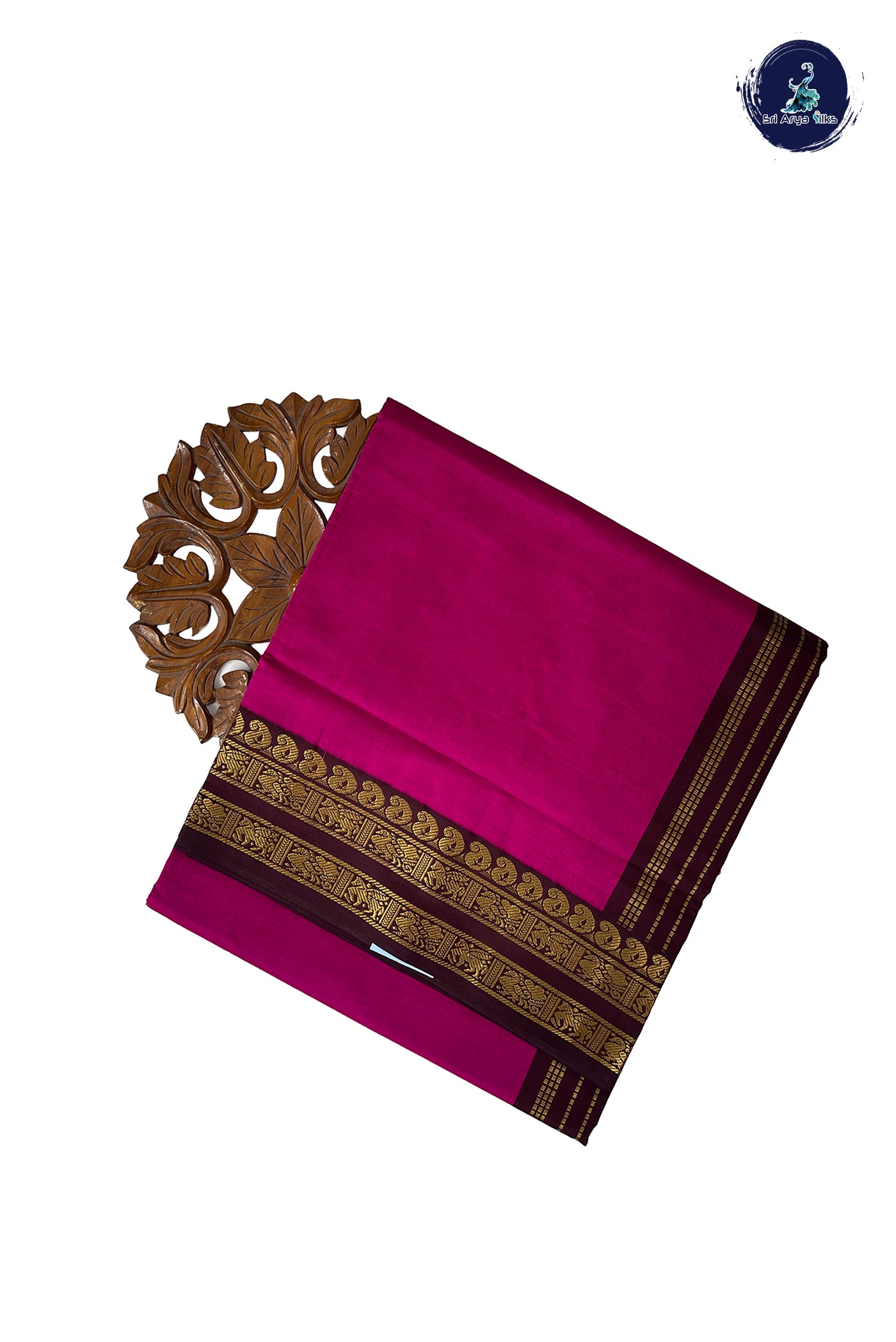 Pink Half Pure Madisar Silk Cotton Saree With Plain Pattern