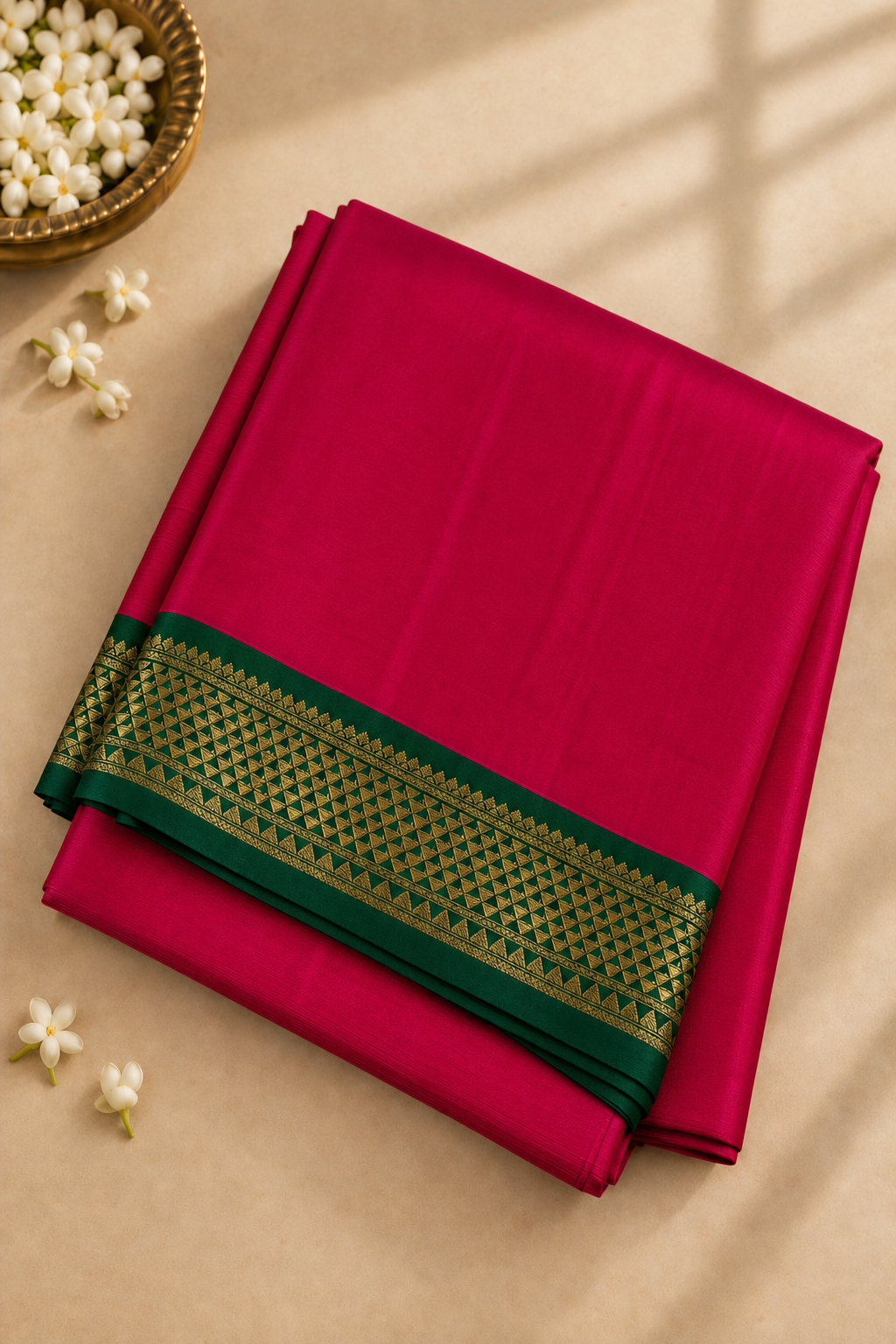 Pink Madisar 10 Yards Silk Saree With Plain Pattern