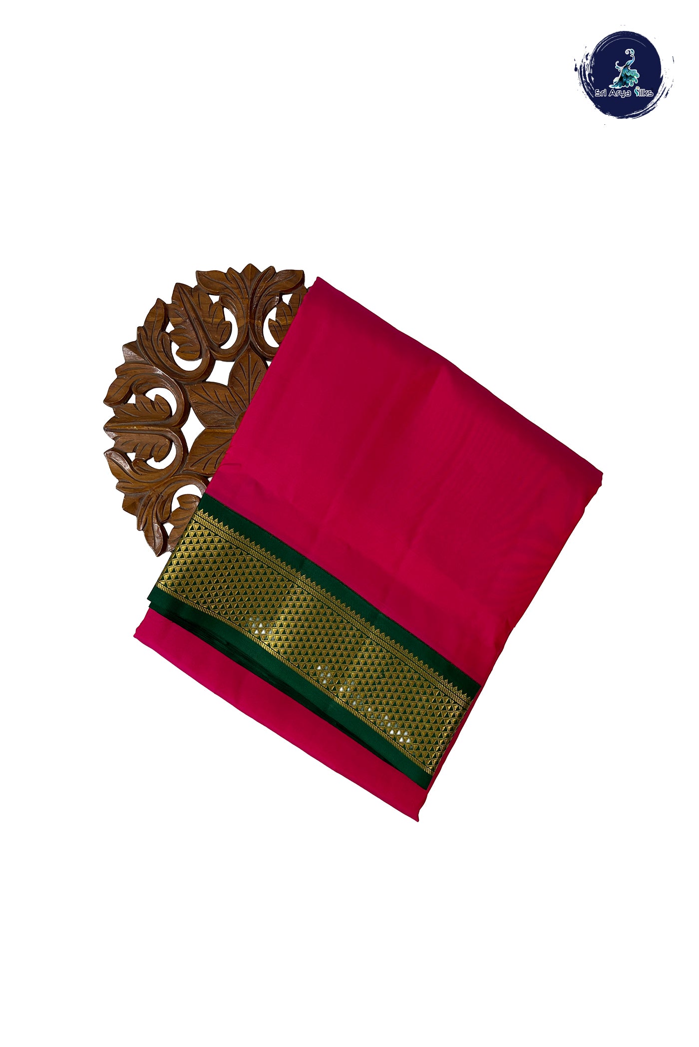 Pink Madisar 10 Yards Silk Saree With Plain Pattern