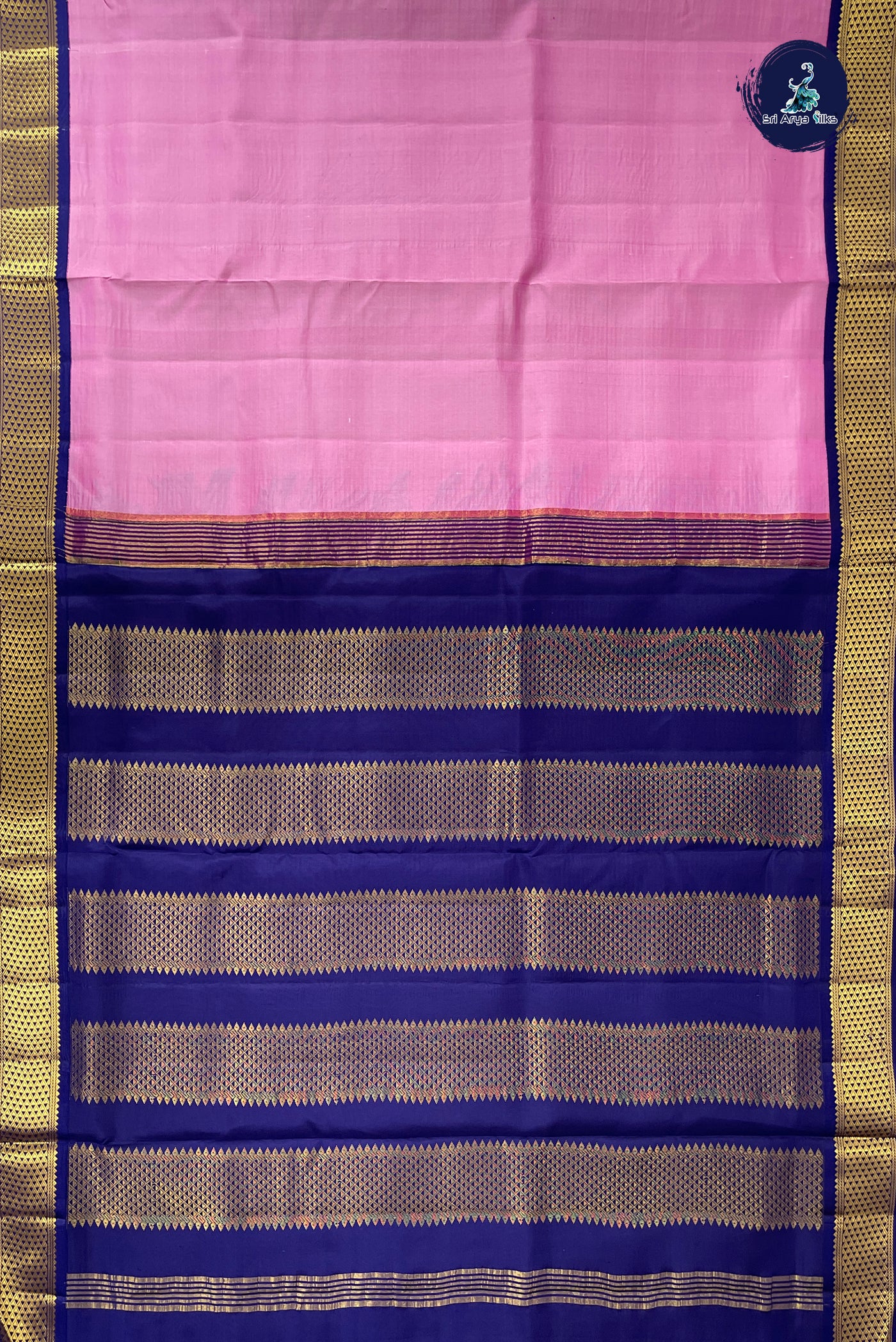 Lotus Pink Madisar 10 Yards Silk Saree With Plain Pattern