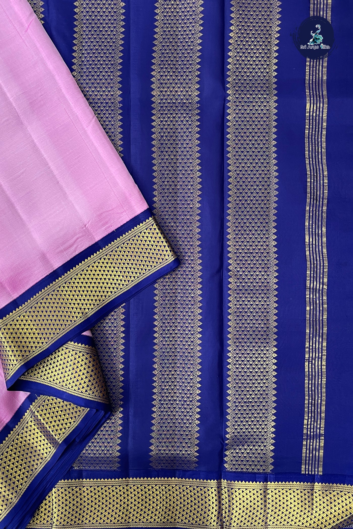 Lotus Pink Madisar 10 Yards Silk Saree With Plain Pattern