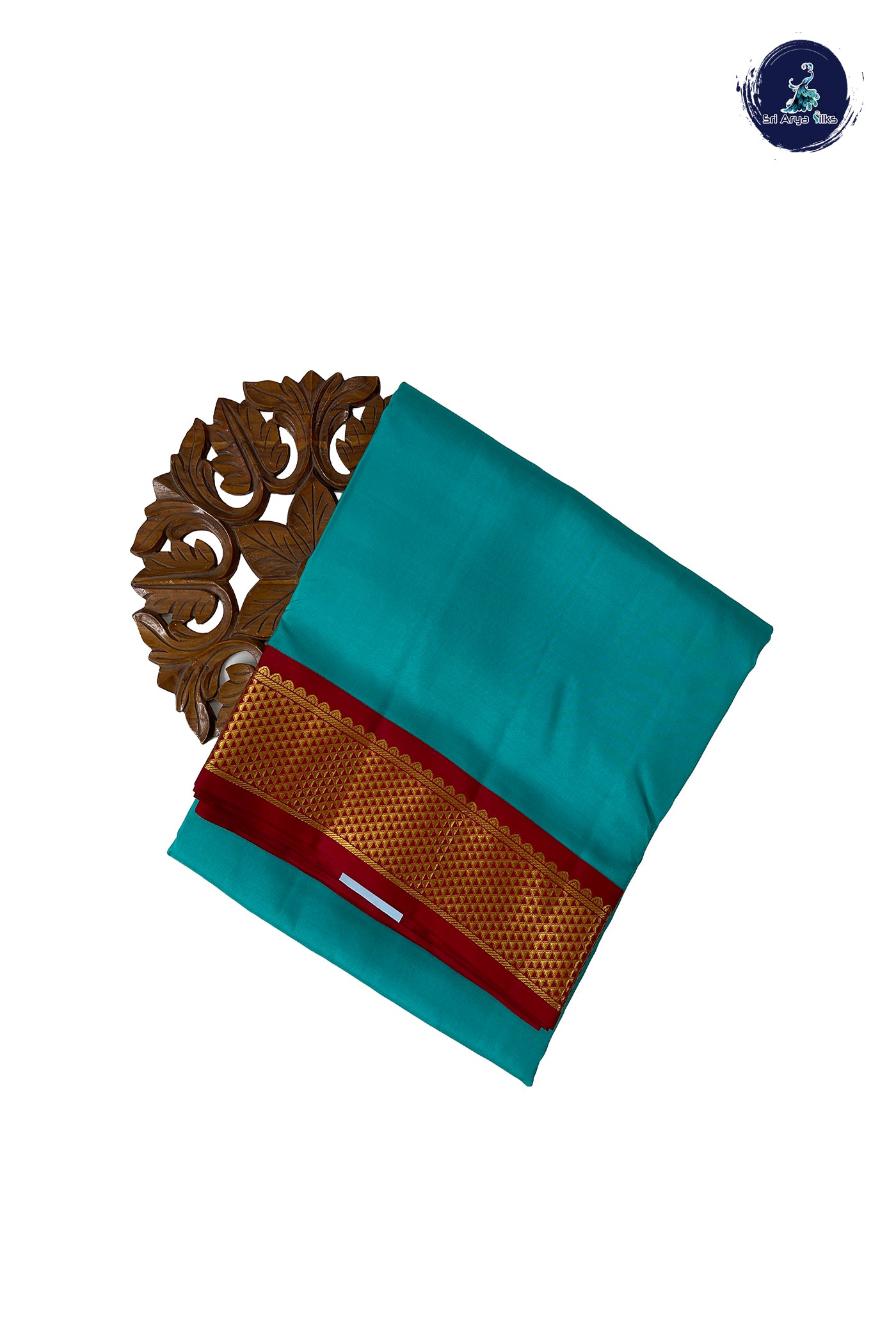 Teal Madisar 10 Yards Silk Saree With Plain Pattern