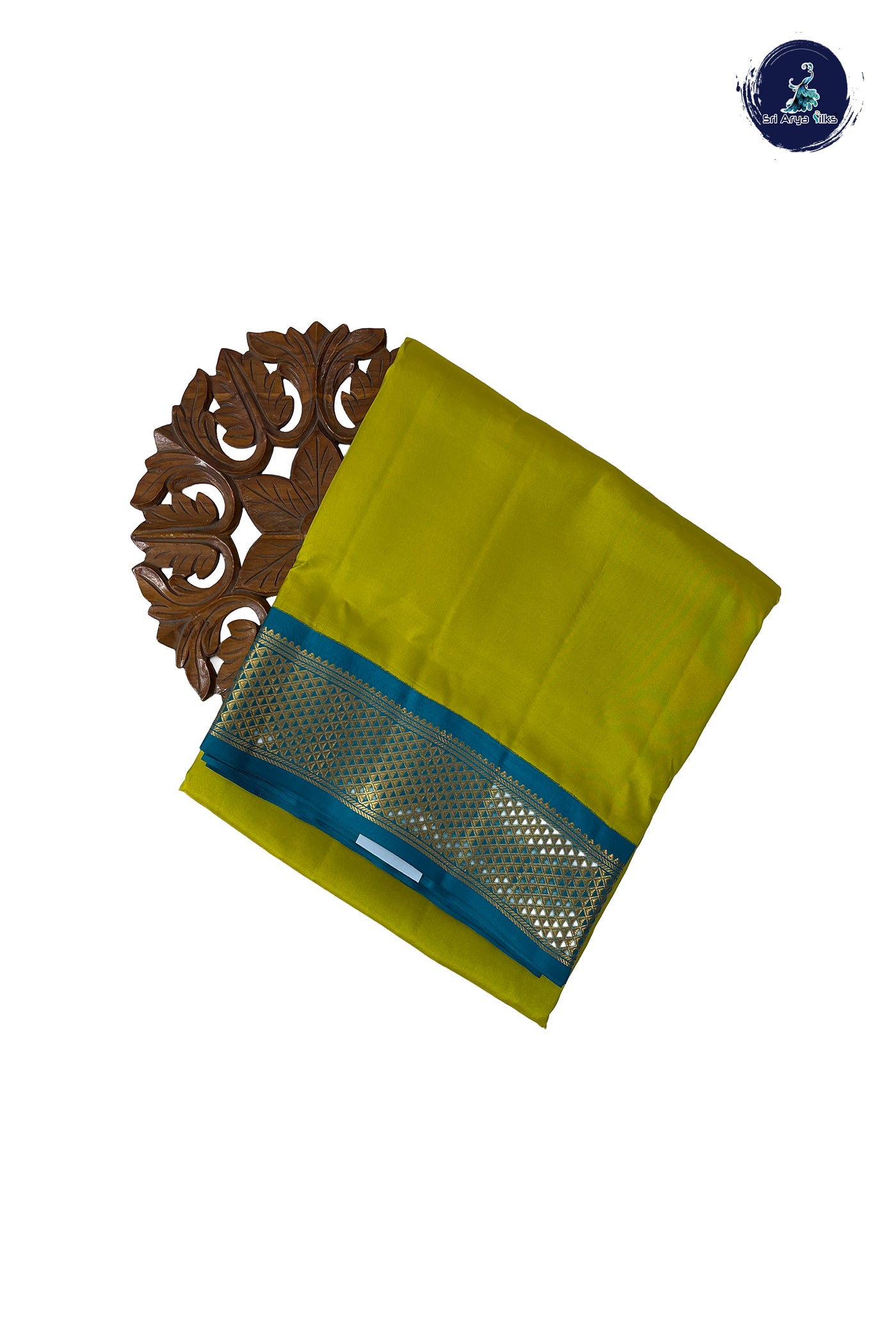 Lime Green Madisar 10 Yards Silk Saree With Plain Pattern
